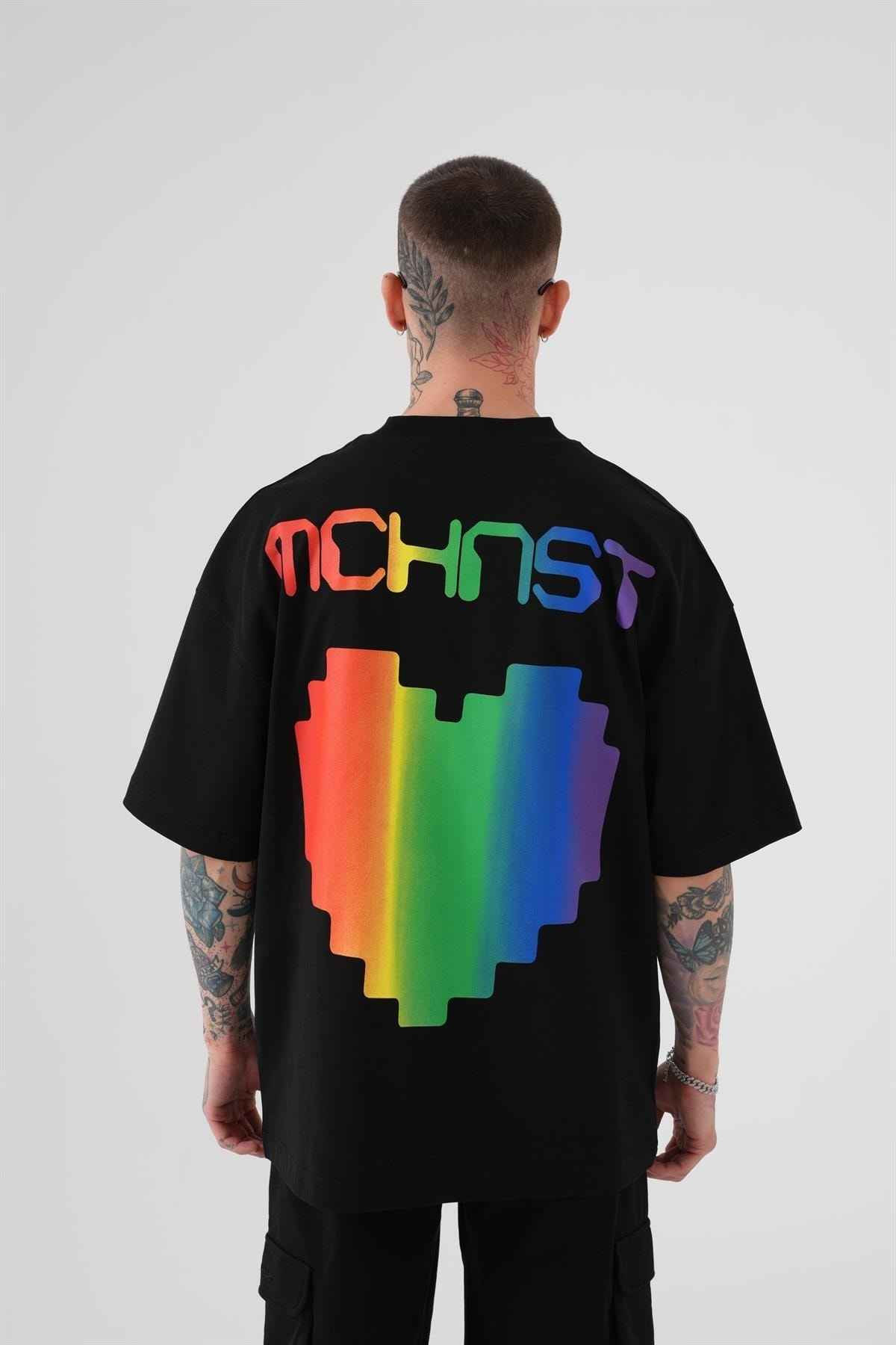 تیشرت چاپی Mchnst Love سایز بزرگ خاکستری