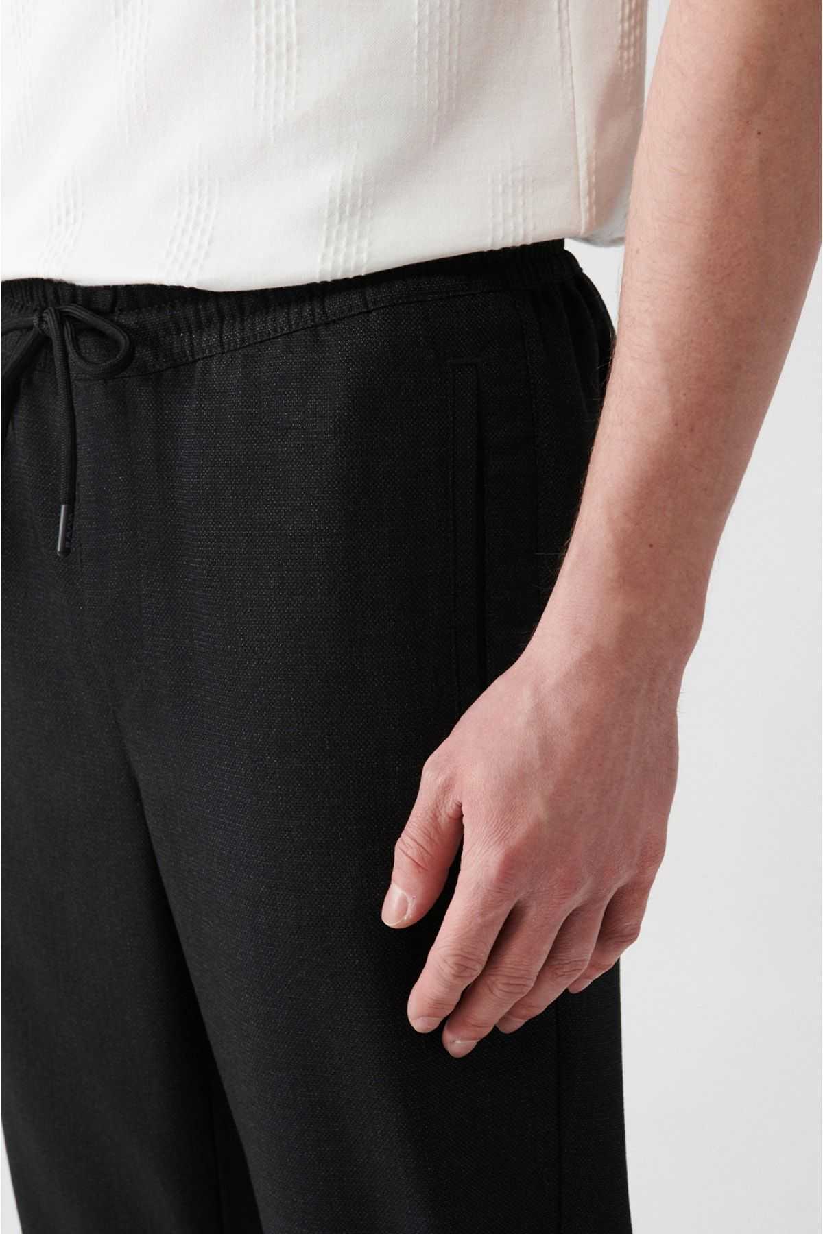 شلوار لایکرای بافته شده با دور کمر الاستیک قهوه‌ای مردانه با تناسب راحت و مناسب شلوار Jogger A31y3