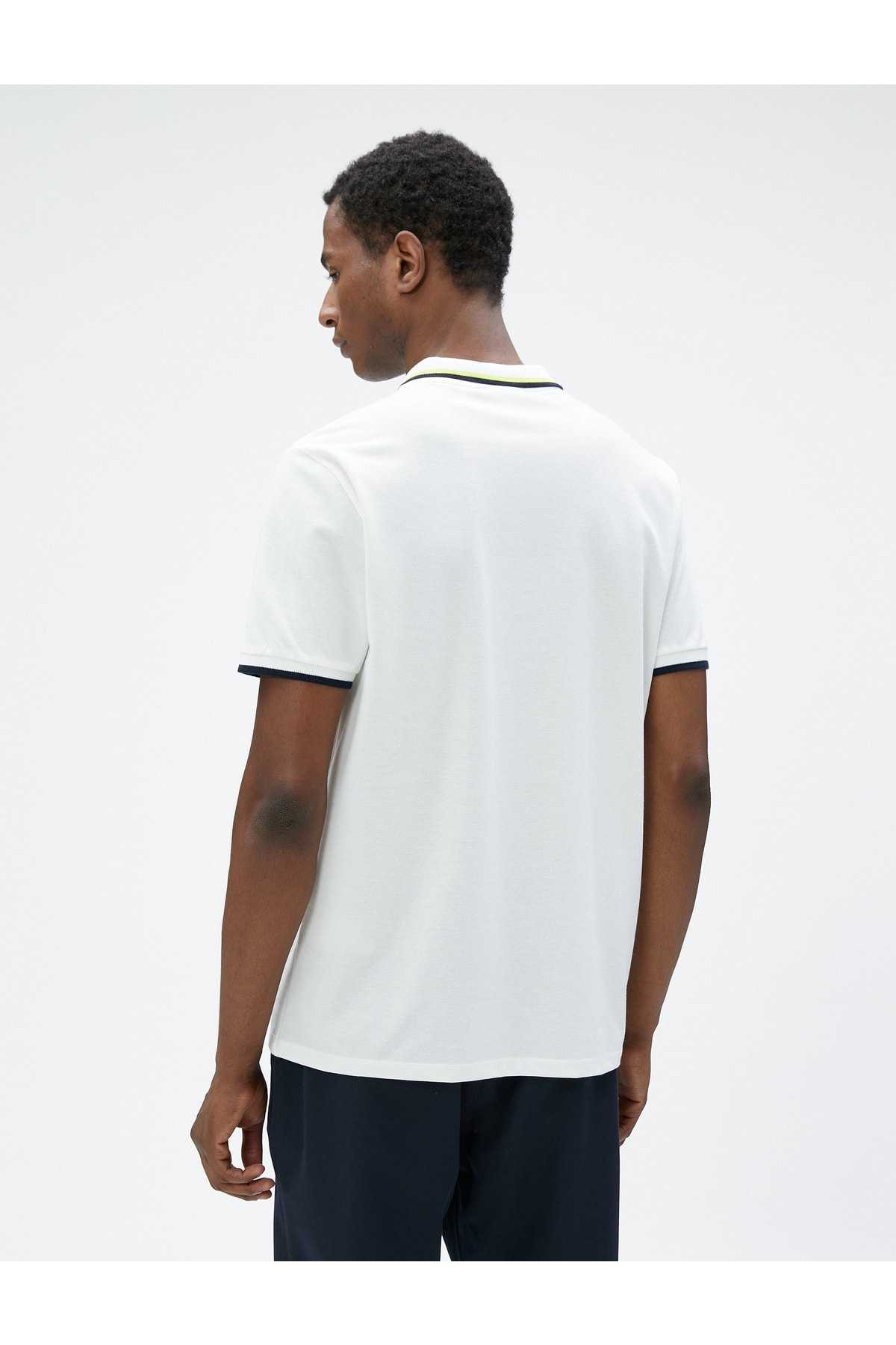 تیشرت یقه پولو با چاپ آستین کوتاه لوله کشی دکمه دار