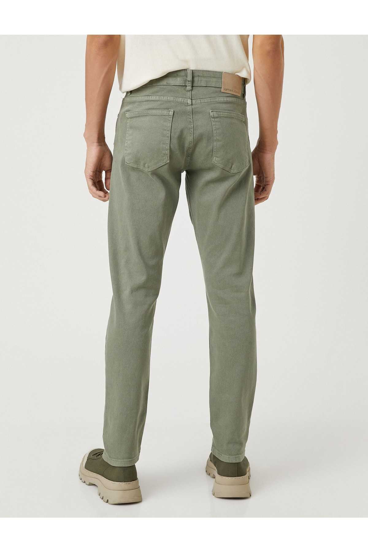 شلوار بافت پایه با جزئیات دکمه، 5 جیب