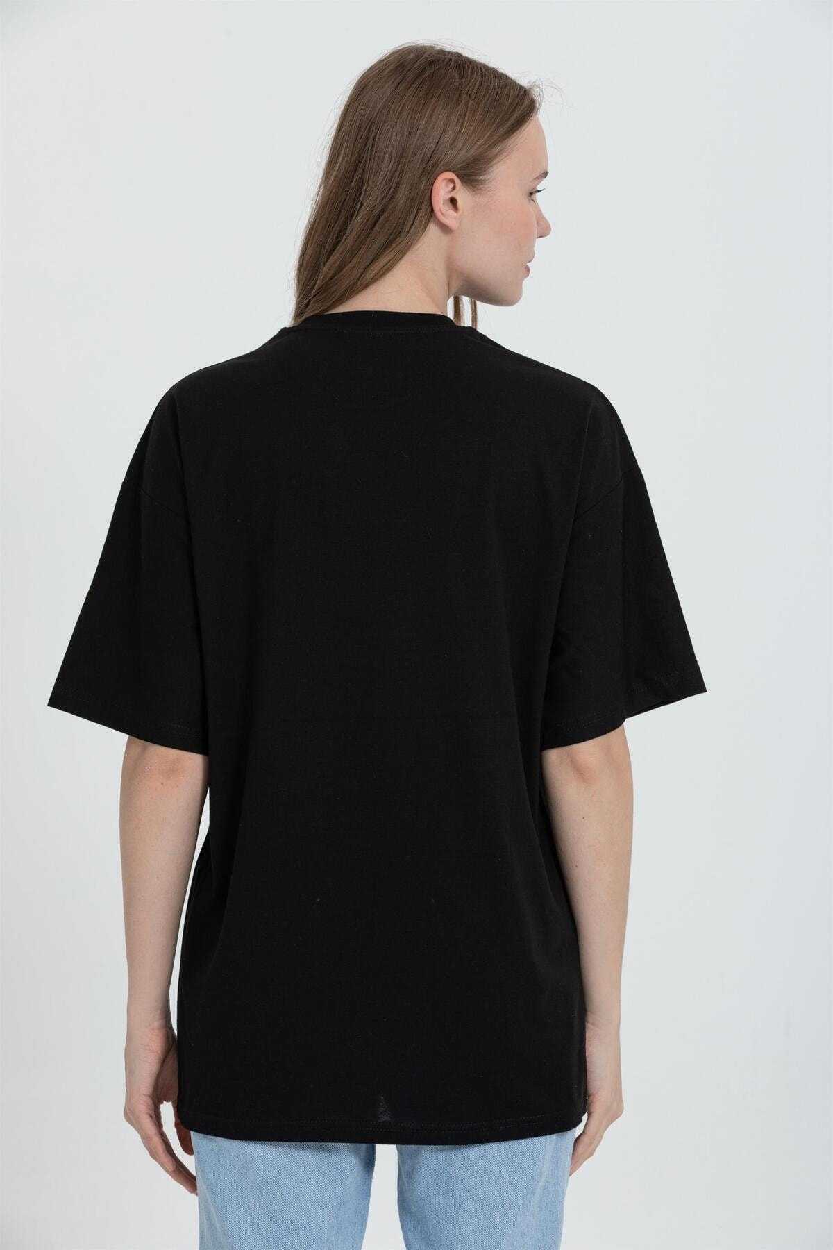 R-5729 تیشرت توری یقه خدمه با جزئیات بزرگ