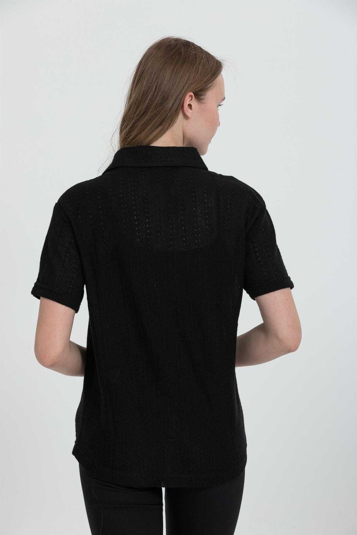 پیراهن آکریلیک آستین کوتاه ژاکت R-3926 با سوراخ