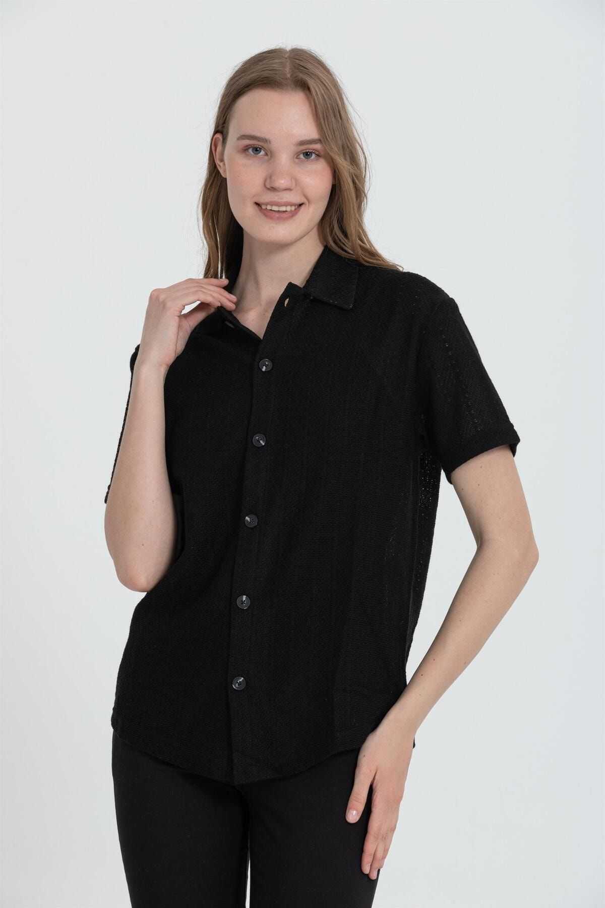 پیراهن آکریلیک آستین کوتاه ژاکت R-3926 با سوراخ