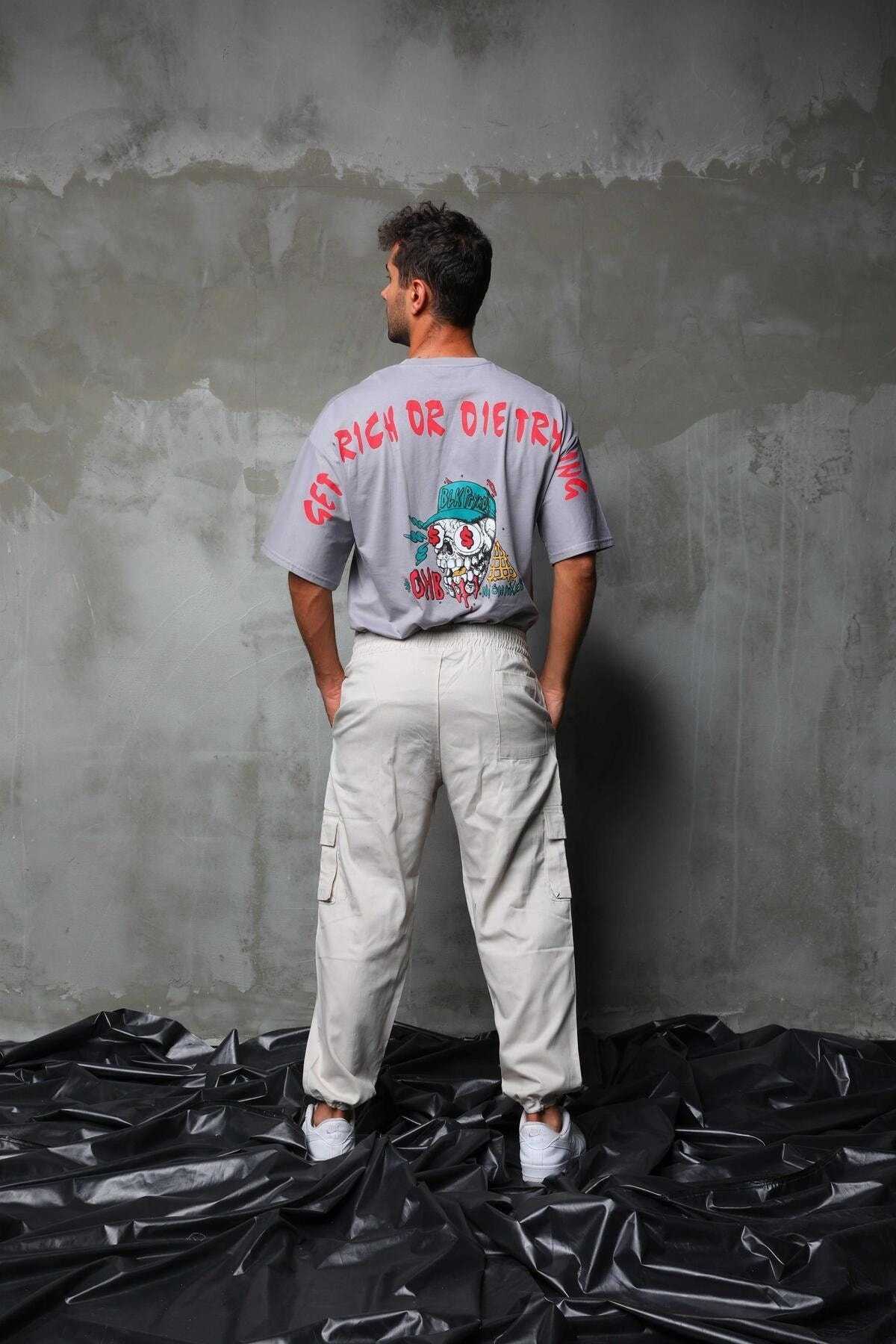 تیشرت چاپی جمجمه پشتی سایز بزرگ R-5741