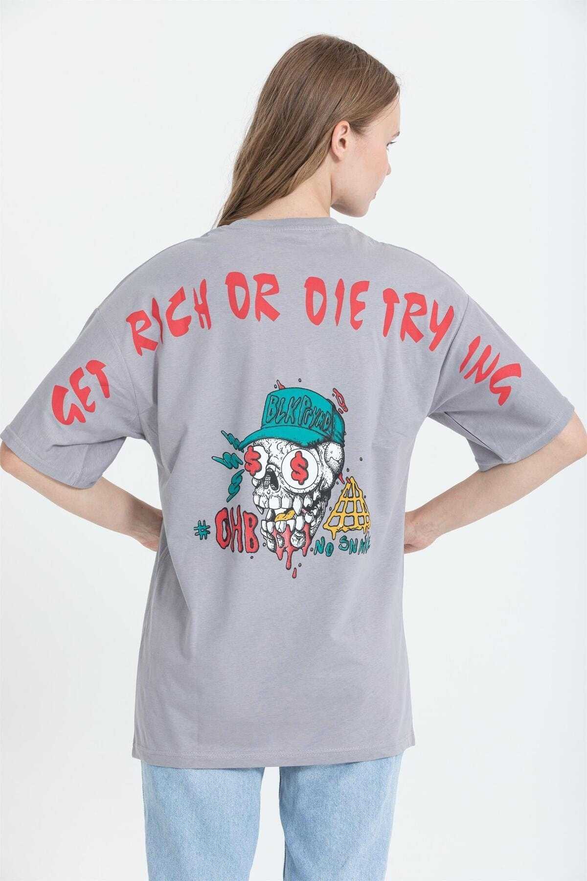 تیشرت چاپی جمجمه پشتی سایز بزرگ R-5741