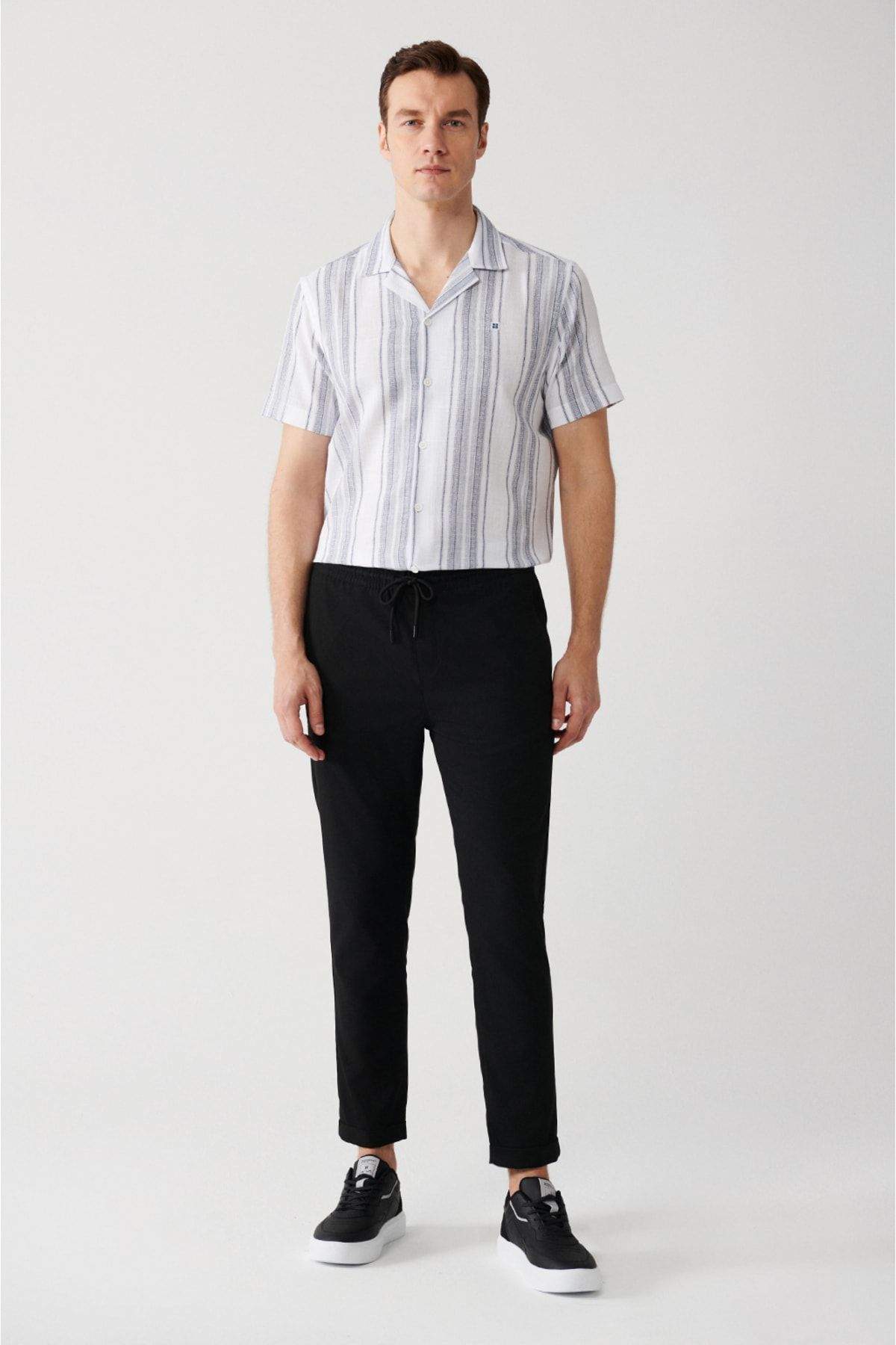 mens-navy-blue-side-pocket-elastic-waist-lace-up-double-leg-relaxed-fit-casual-fit-jogger-trousers