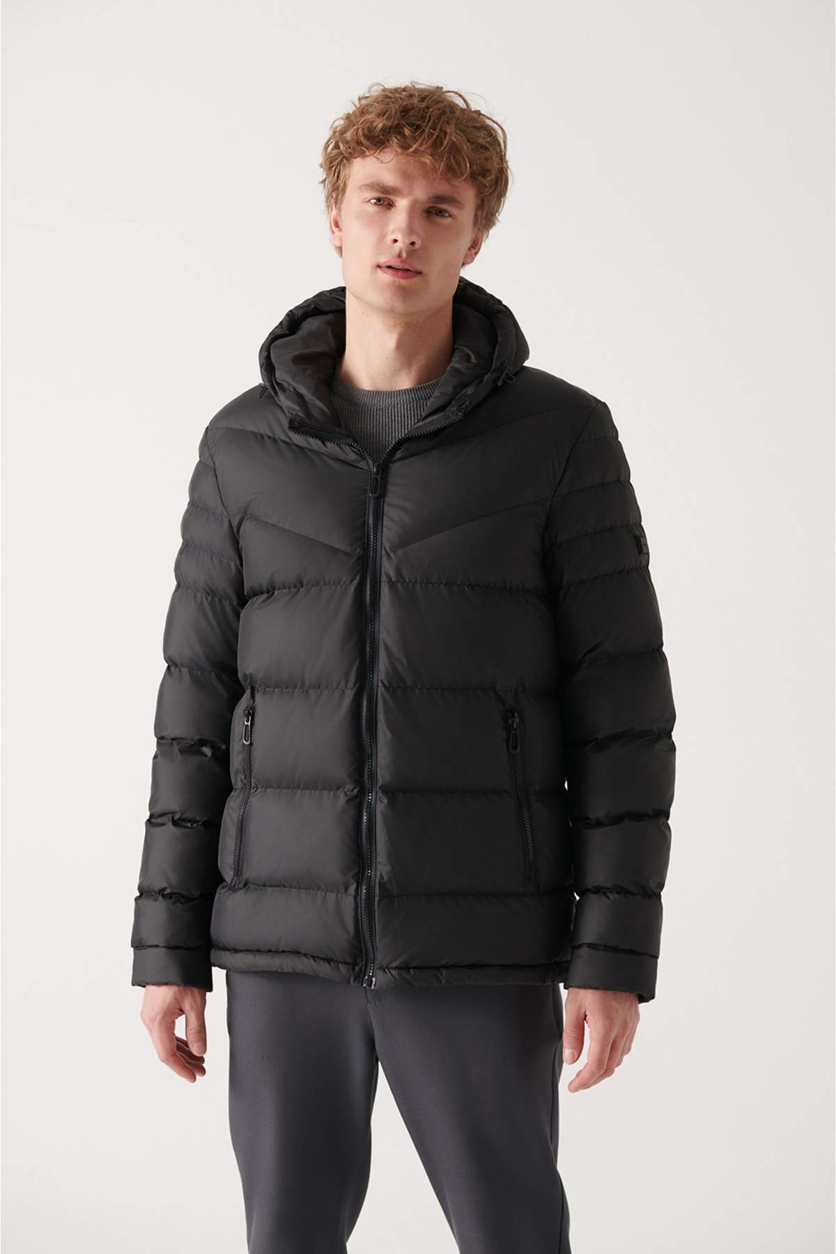 mens-black-water-repellent-windproof-quilted-hooded-down-jacket