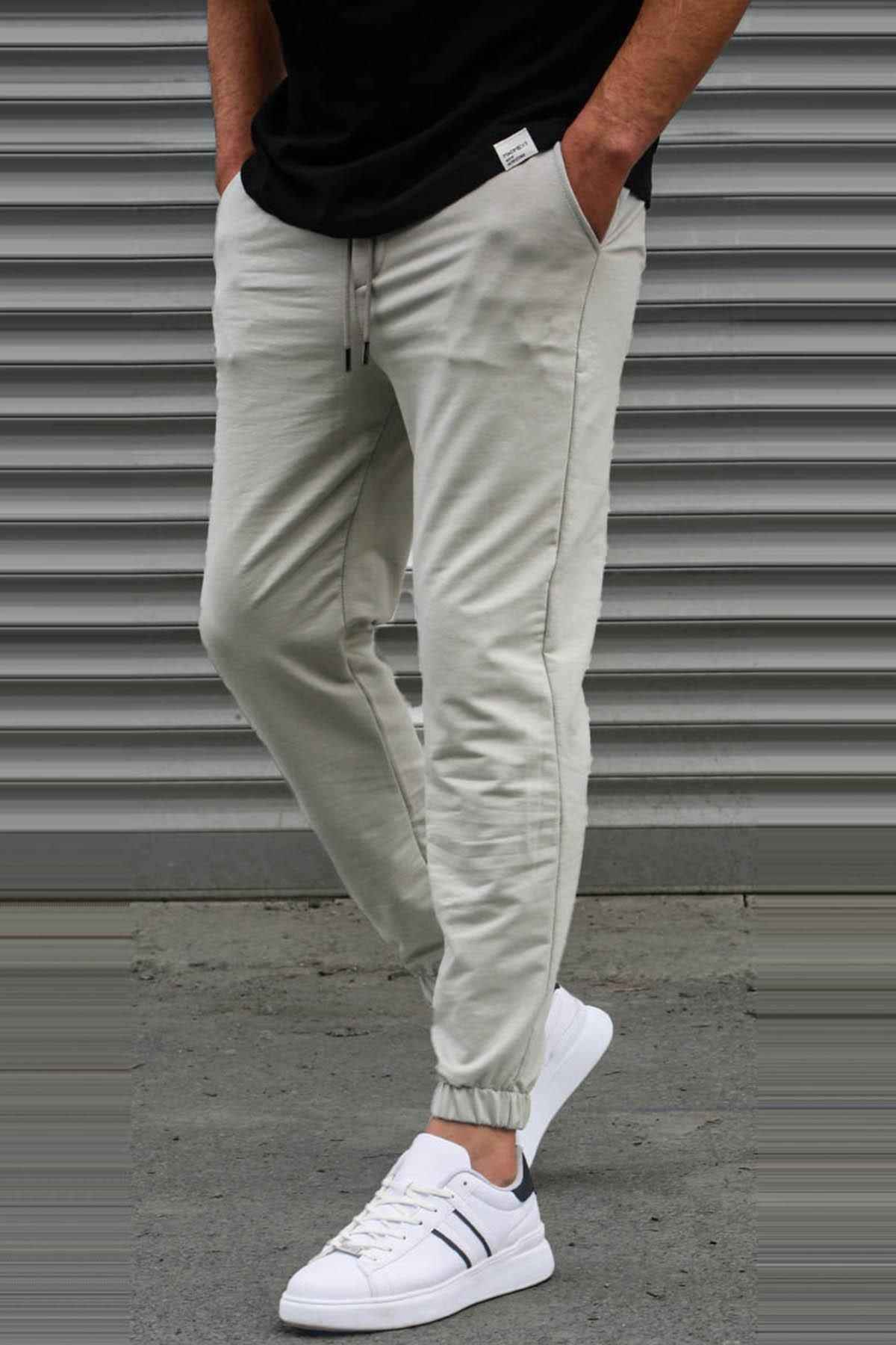 Boyalı Gri Basic Paçası Lastikli Erkek Eşofman