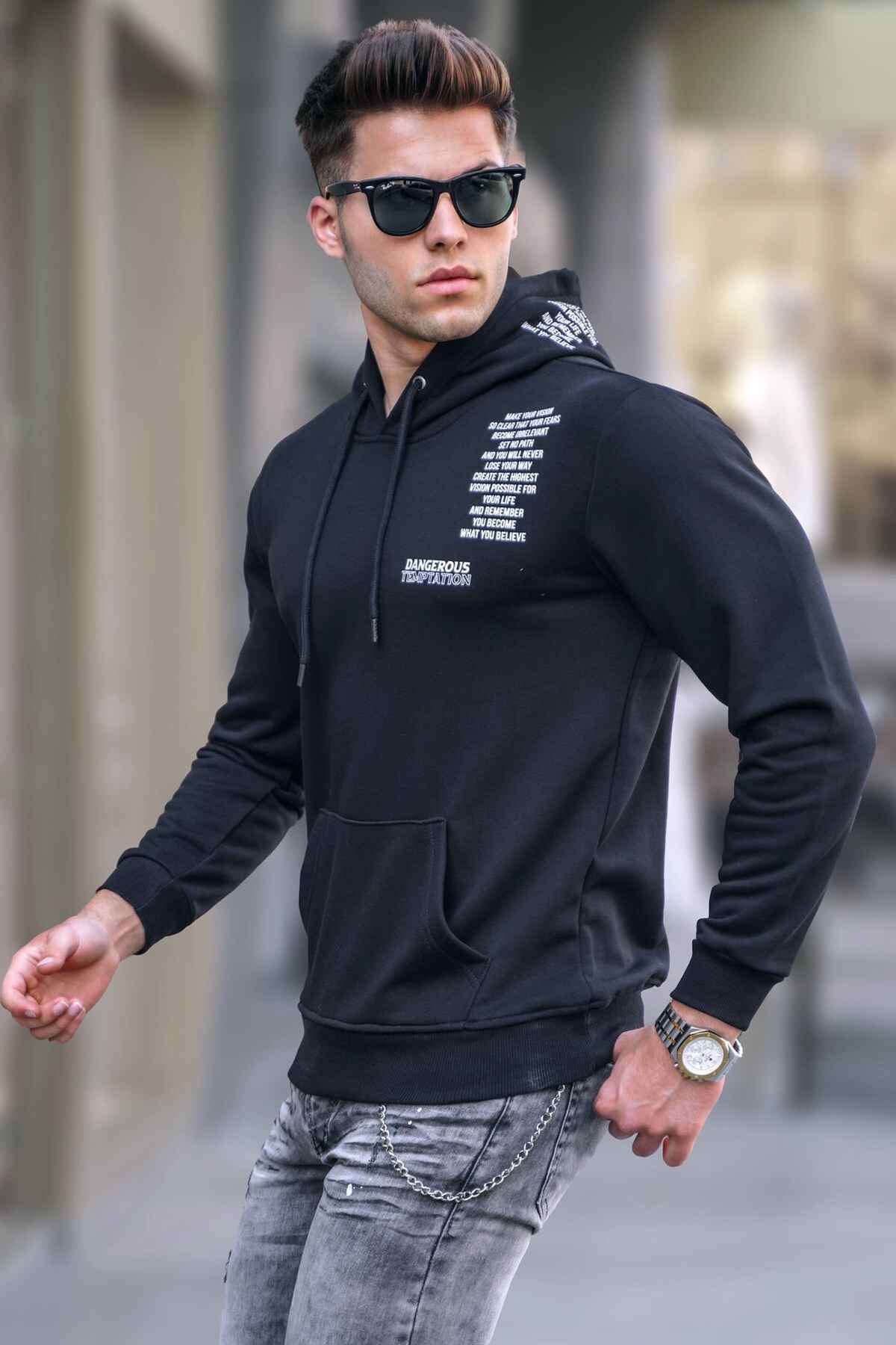 سویشرت مردانه با چاپ مشکی