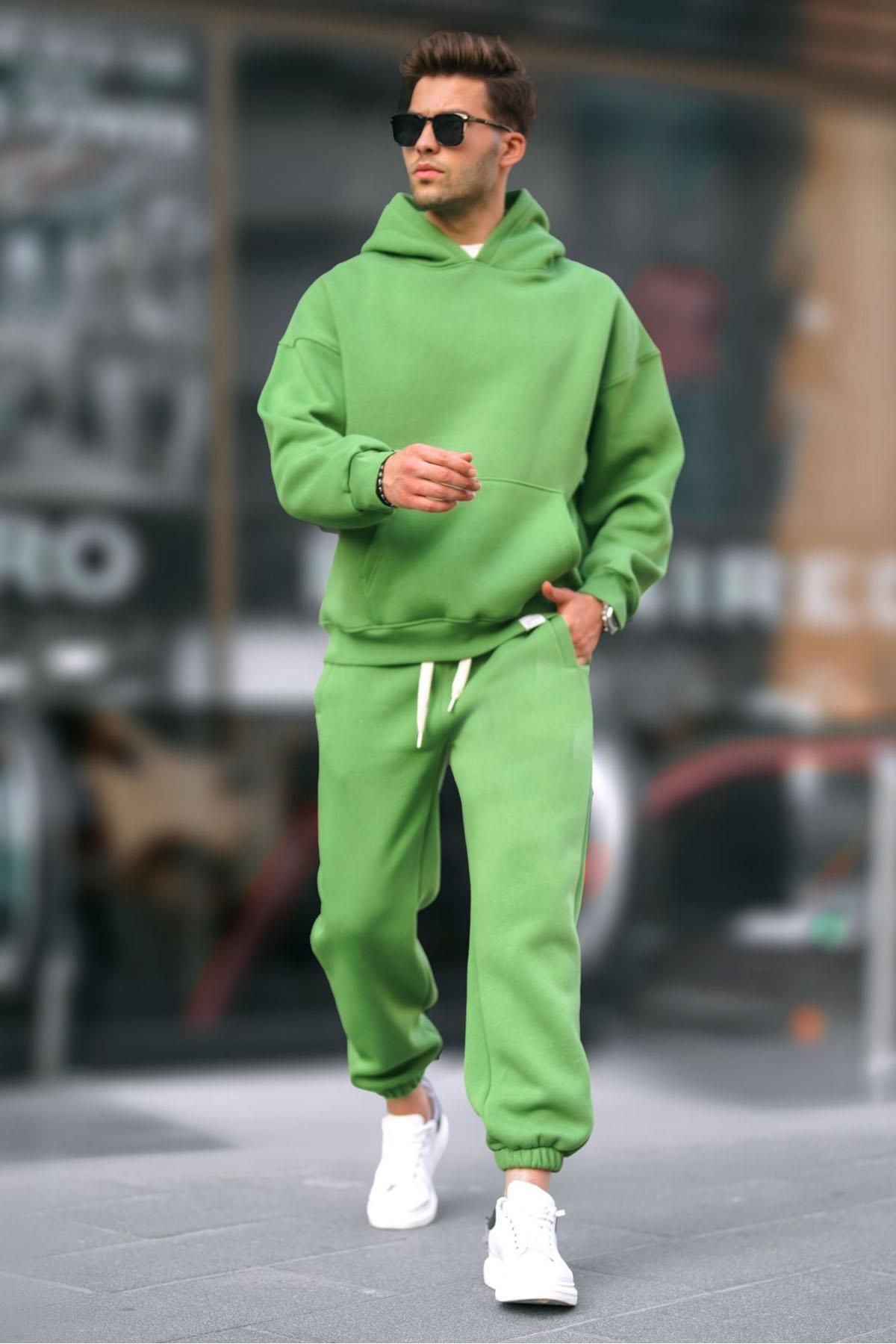 ست لباس ورزشی پایه کلاه دار سبز خزه