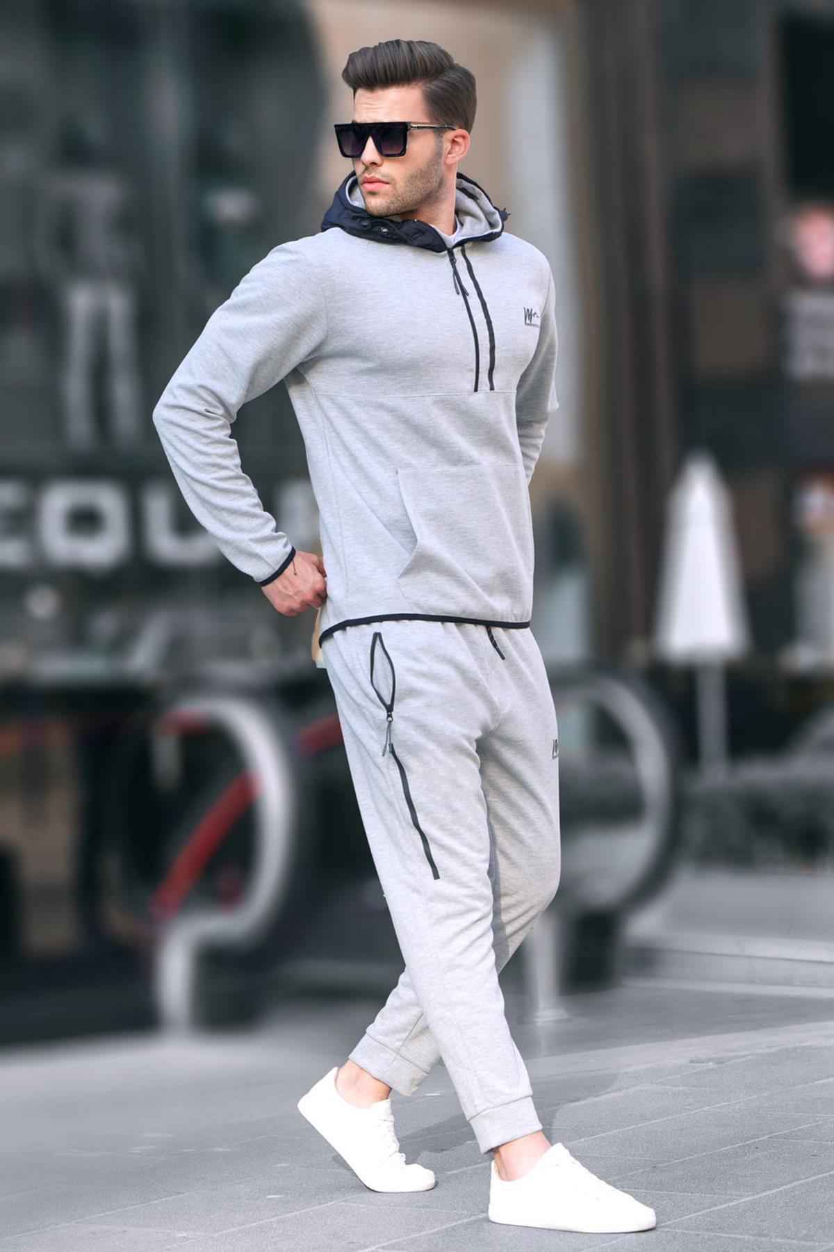 لباس ورزشی مردانه کلاهدار زیپ دار Grimelange 6843