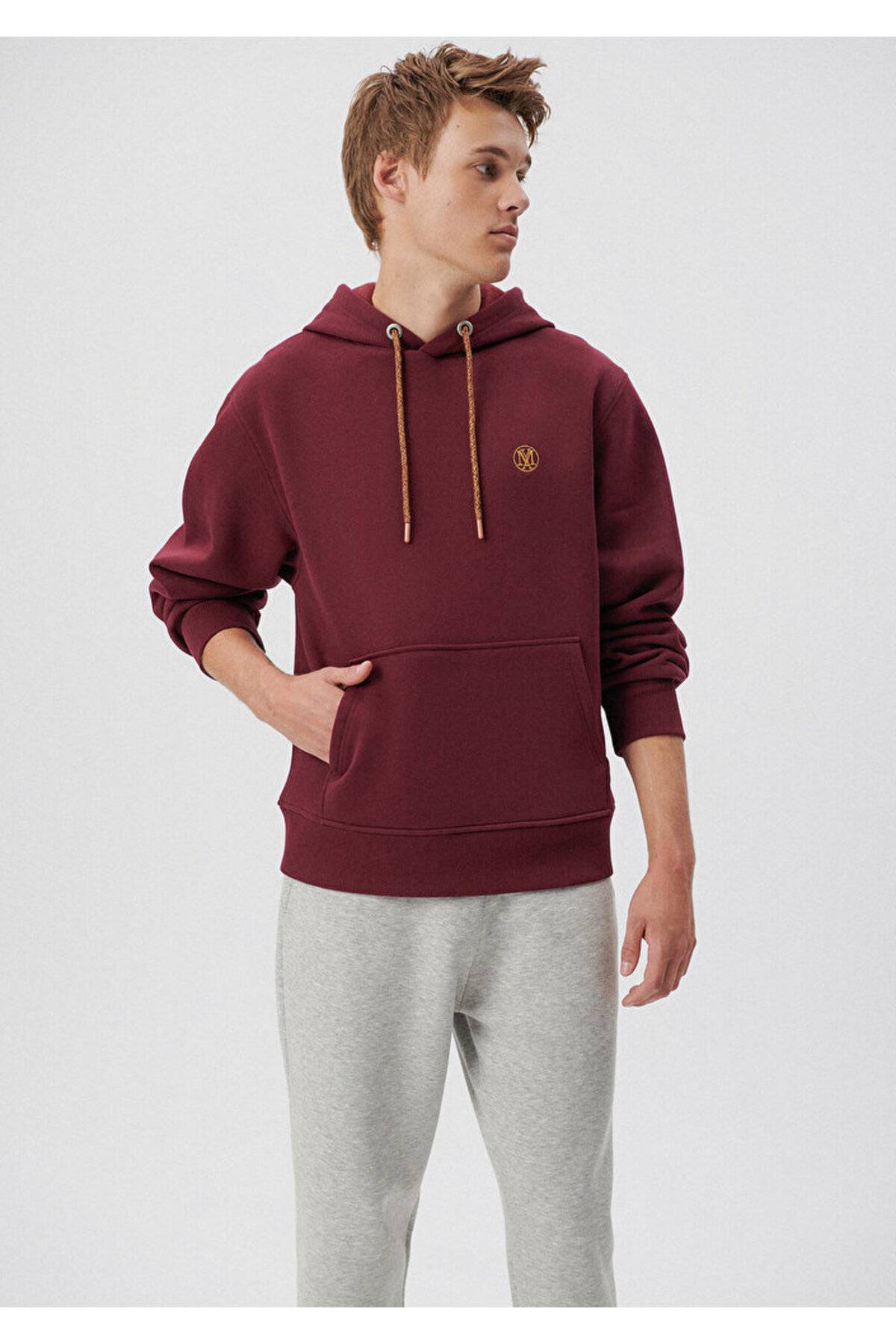 سویشرت سرپوش نارنجی لوگو دوزی شده -70481