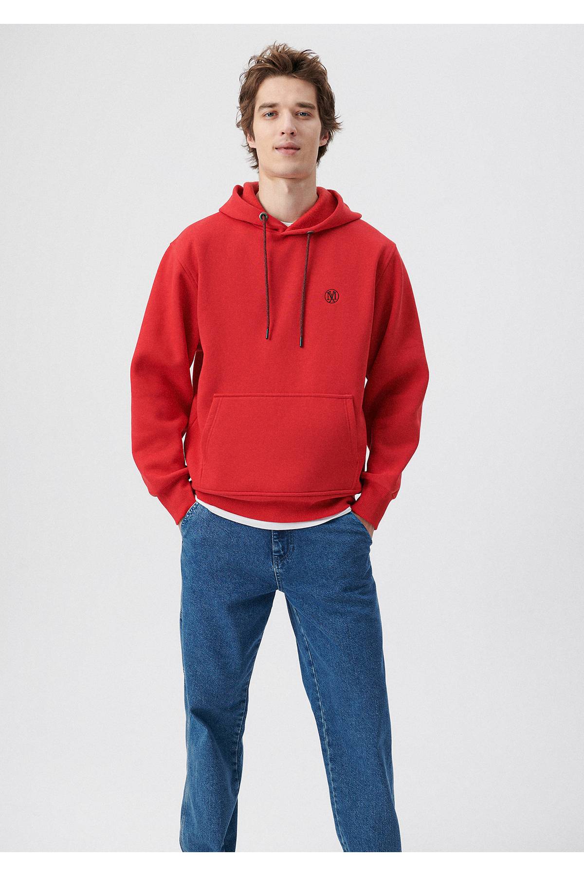 سویشرت سرپوش نارنجی لوگو دوزی شده -70481