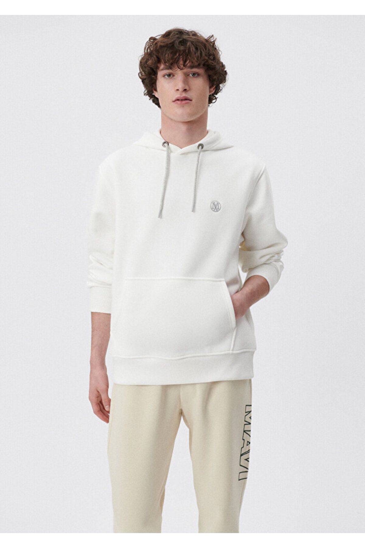 سویشرت سرپوش نارنجی لوگو دوزی شده -70481