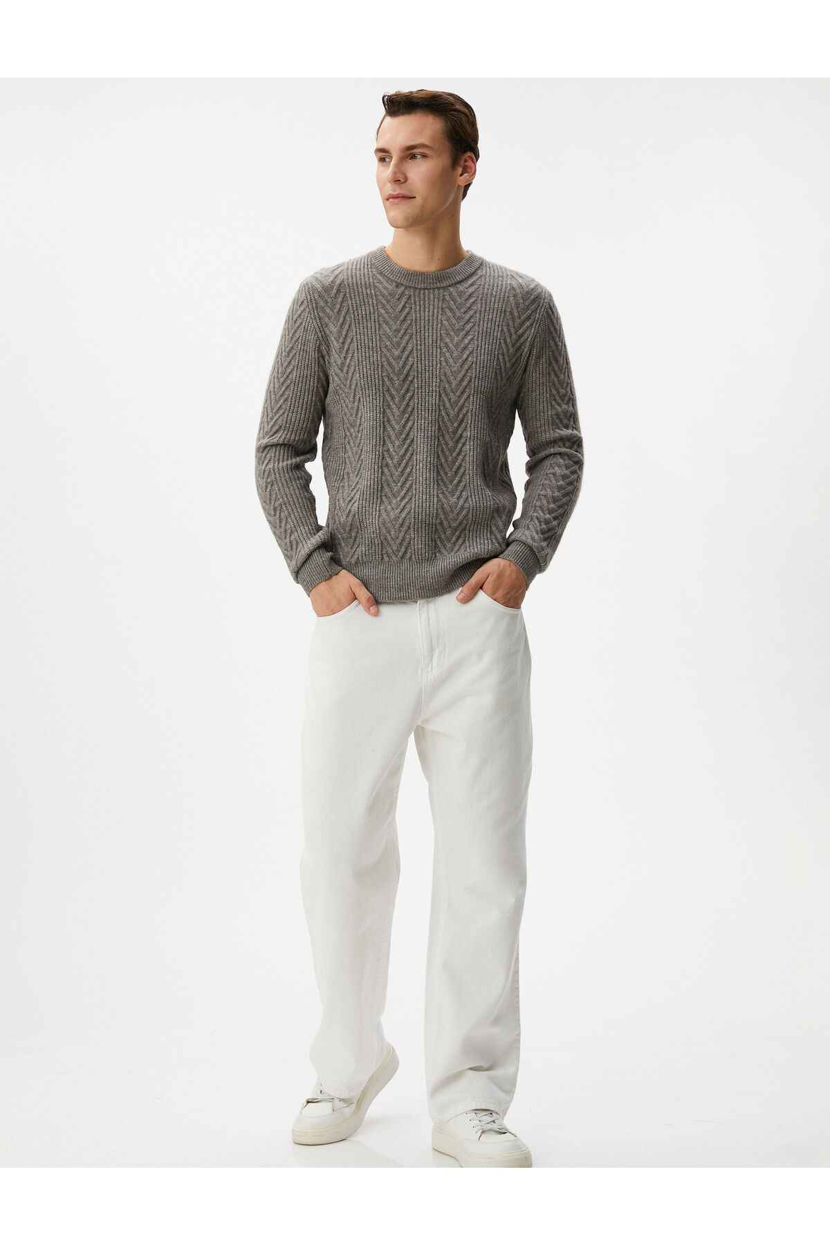 ژاکت بافتنی یقه آستین بلند بافتنی