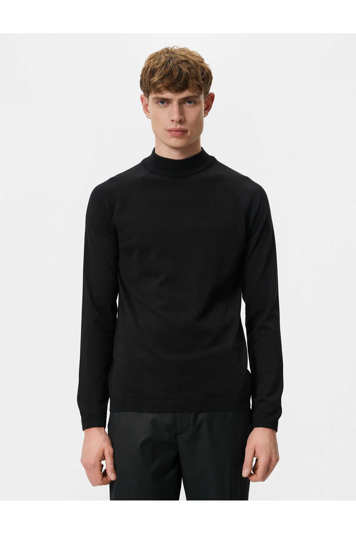 ژاکت نیمه یقه اسلیم لباس بافتنی آستین بلند