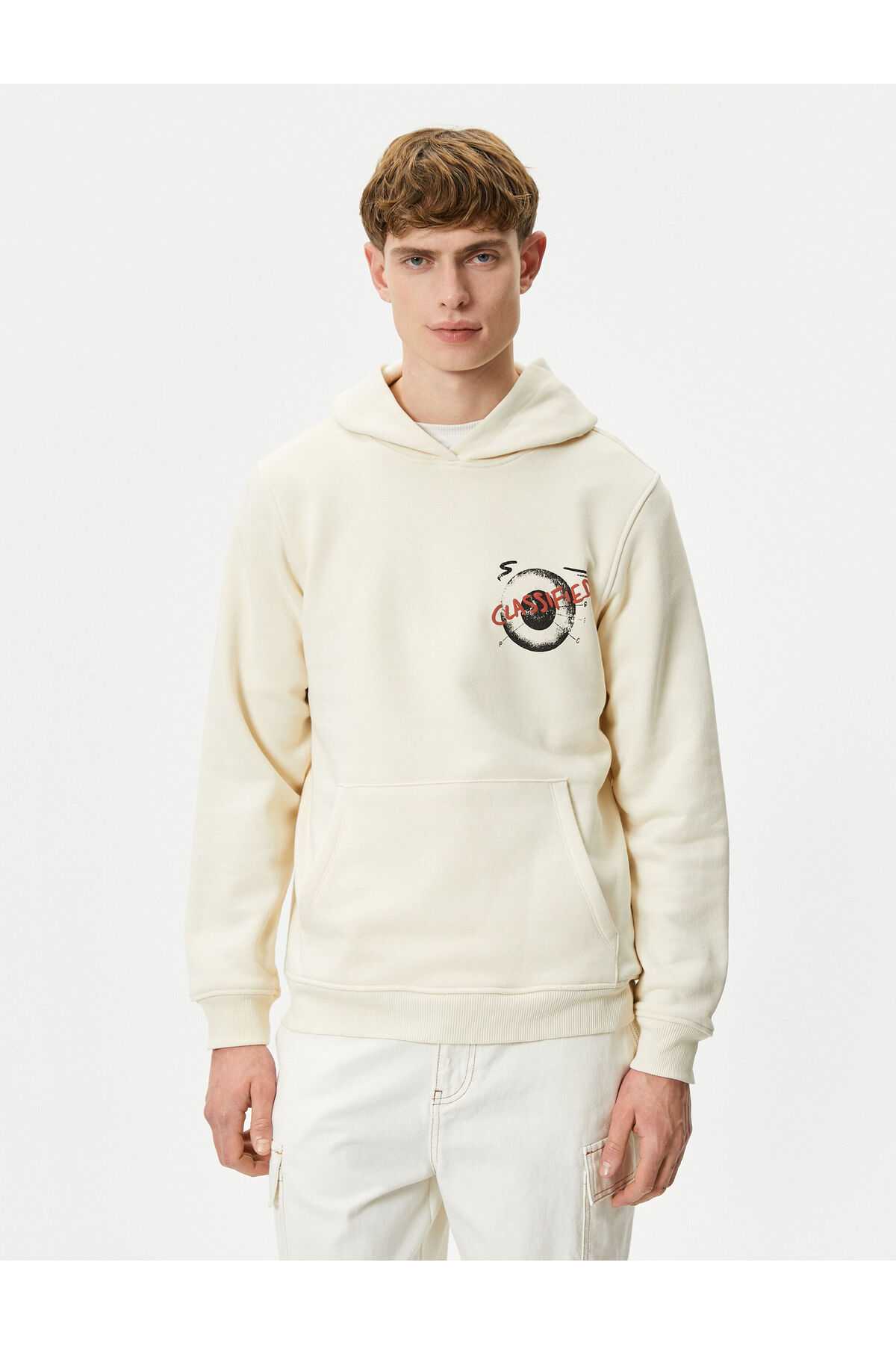 برش راحت کانگورو جیبی هودی هودی چاپی پشت