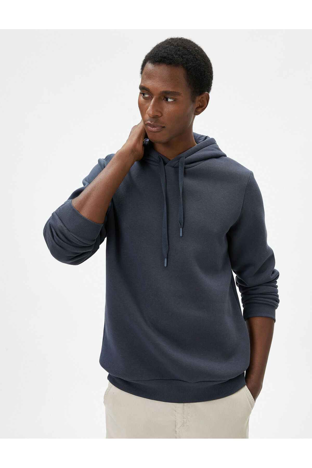 سویشرت پایه آستین بلند آجدار کلاهدار