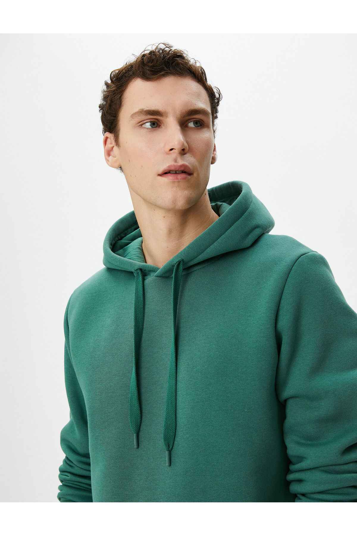 سویشرت پایه آستین بلند آجدار کلاهدار