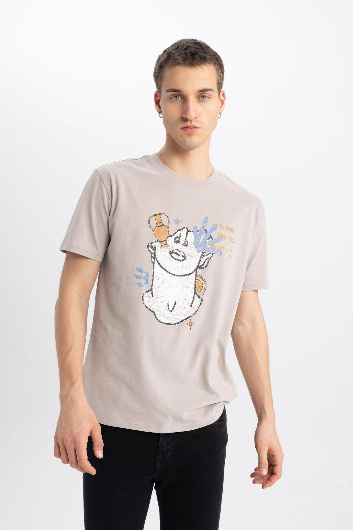 تیشرت آستین کوتاه چاپ شده با یقه معمولی B4318ax24sp