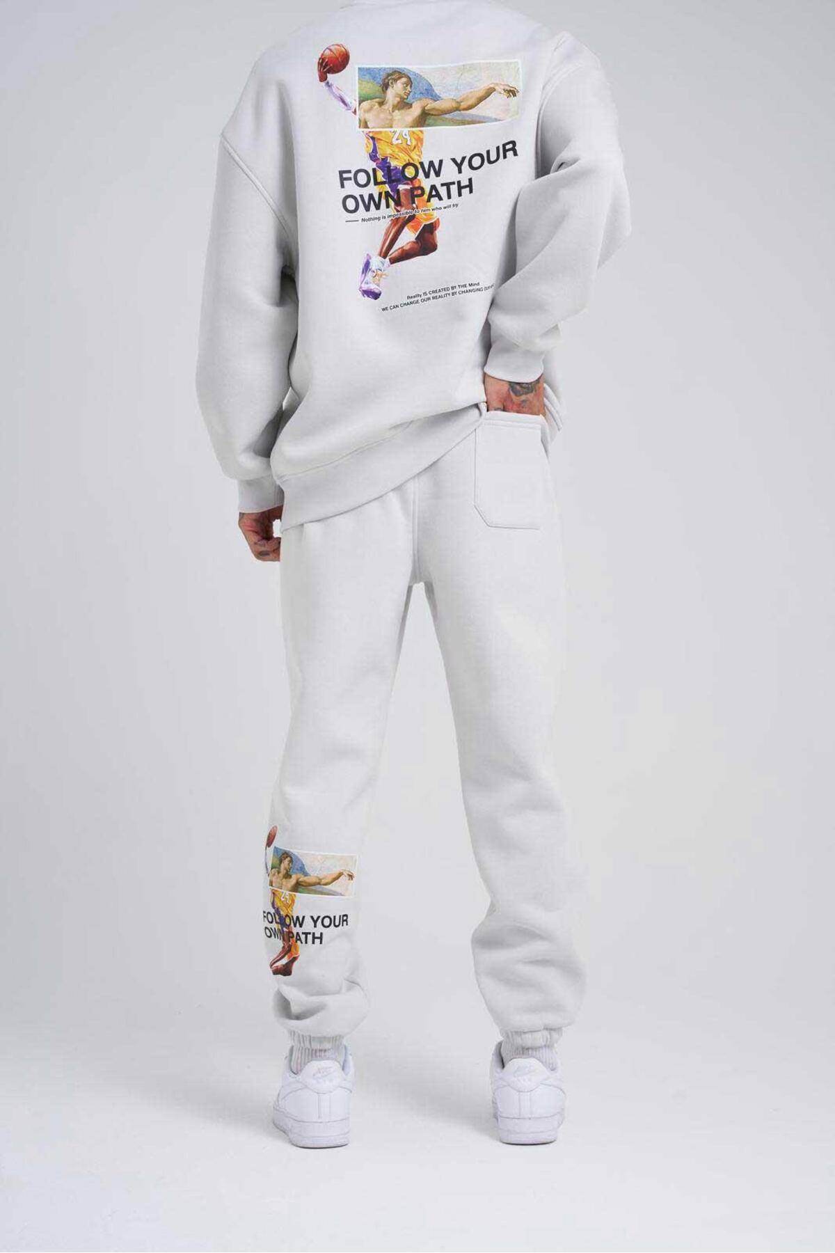 مردانه شلوار گرمکن خاکستری چاپ شده خود را دنبال کنید