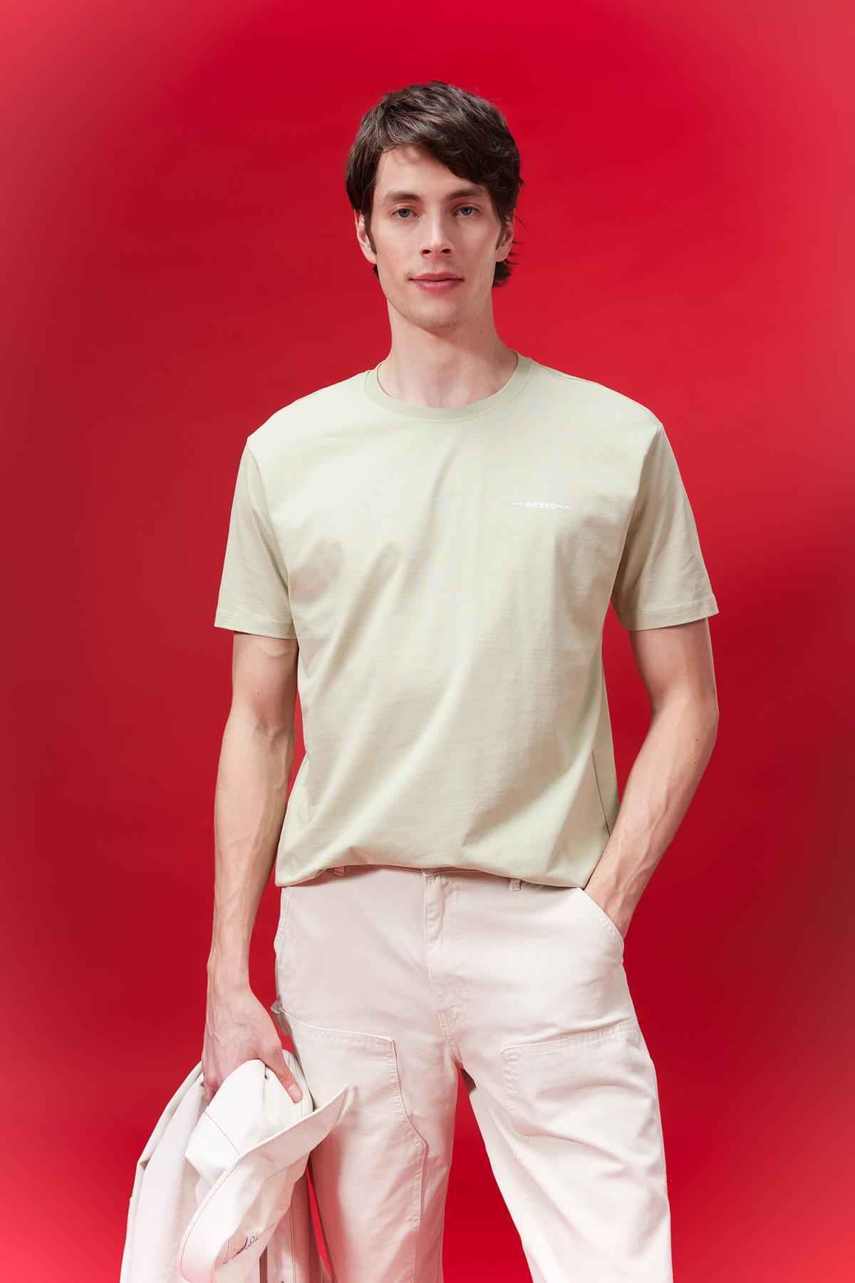 تیشرت آستین کوتاه چاپ شده با یقه معمولی B5077ax24sp