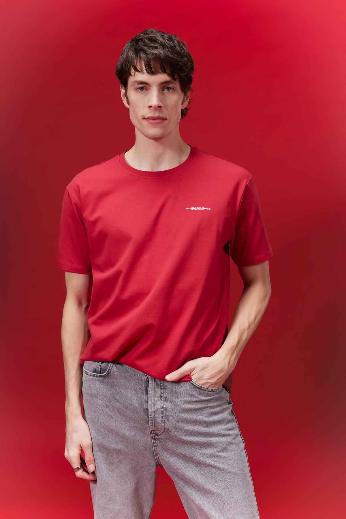 تیشرت آستین کوتاه چاپ شده با یقه معمولی B5077ax24sp