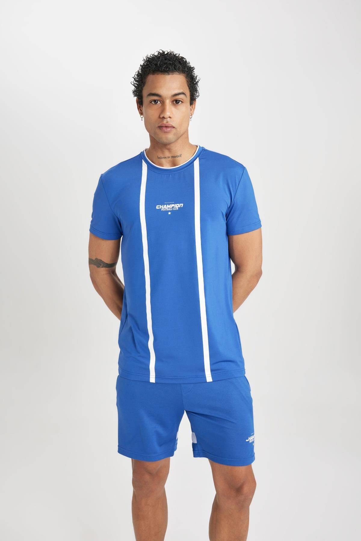 تیشرت ورزشی آستین کوتاه چاپ شده با یقه استاندارد Fit Fit Fit Crew B5020ax24sp