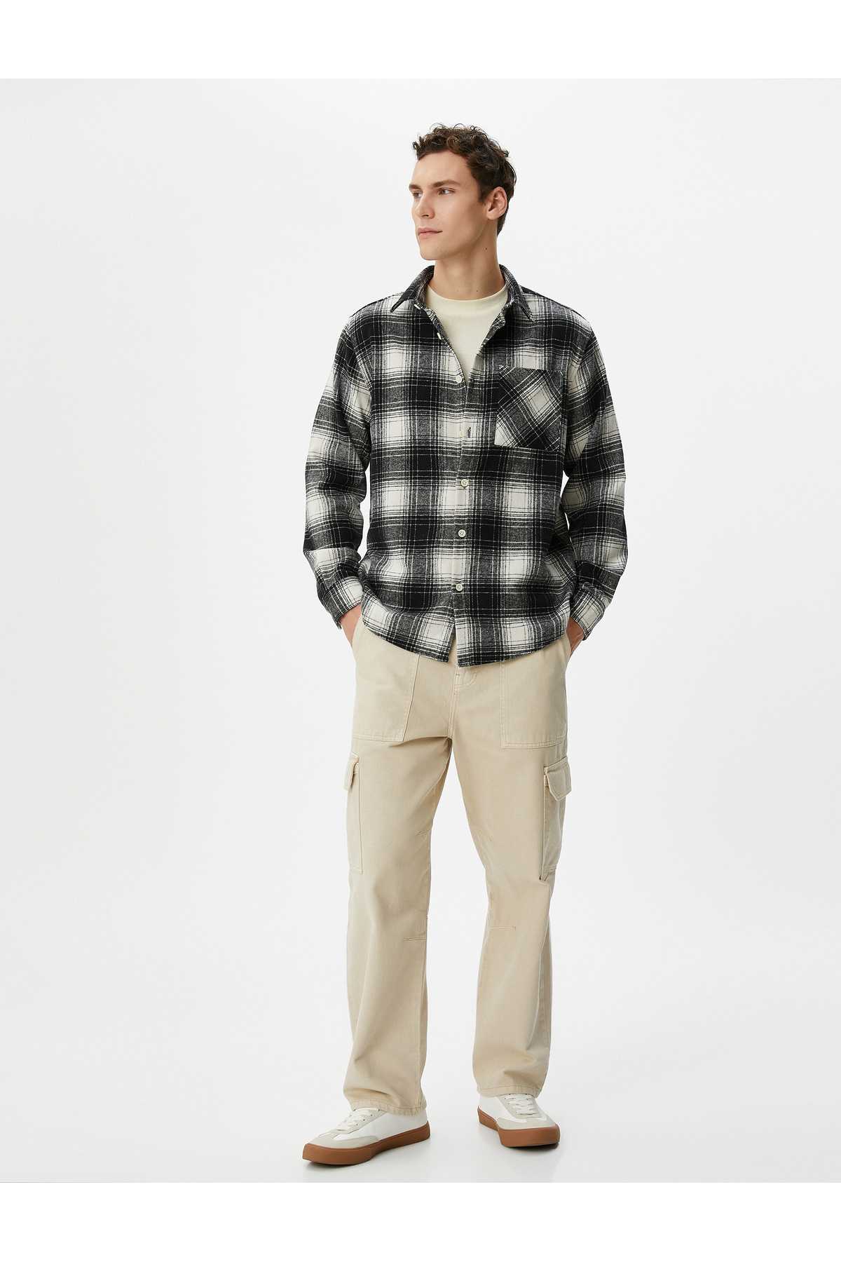 آستین بلند یقه کلاسیک با جیب پیراهن الوار جک