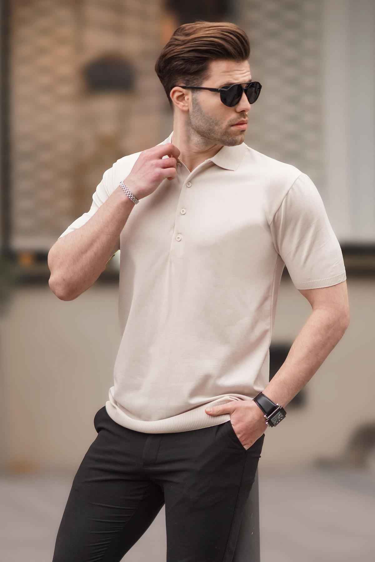 تیشرت مردانه یقه پولو ساده 6878 مشکی