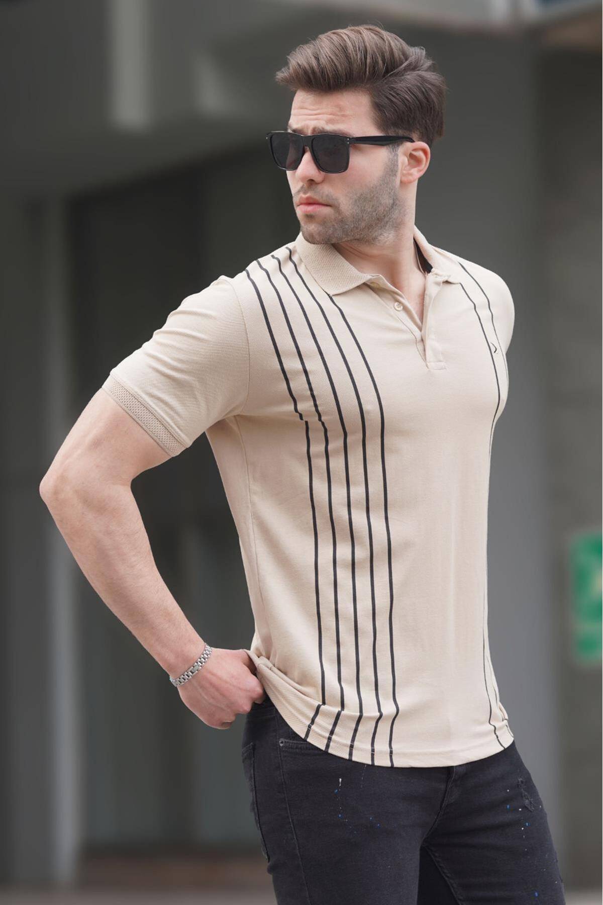 تیشرت یقه پولو مردانه سبز خاکی