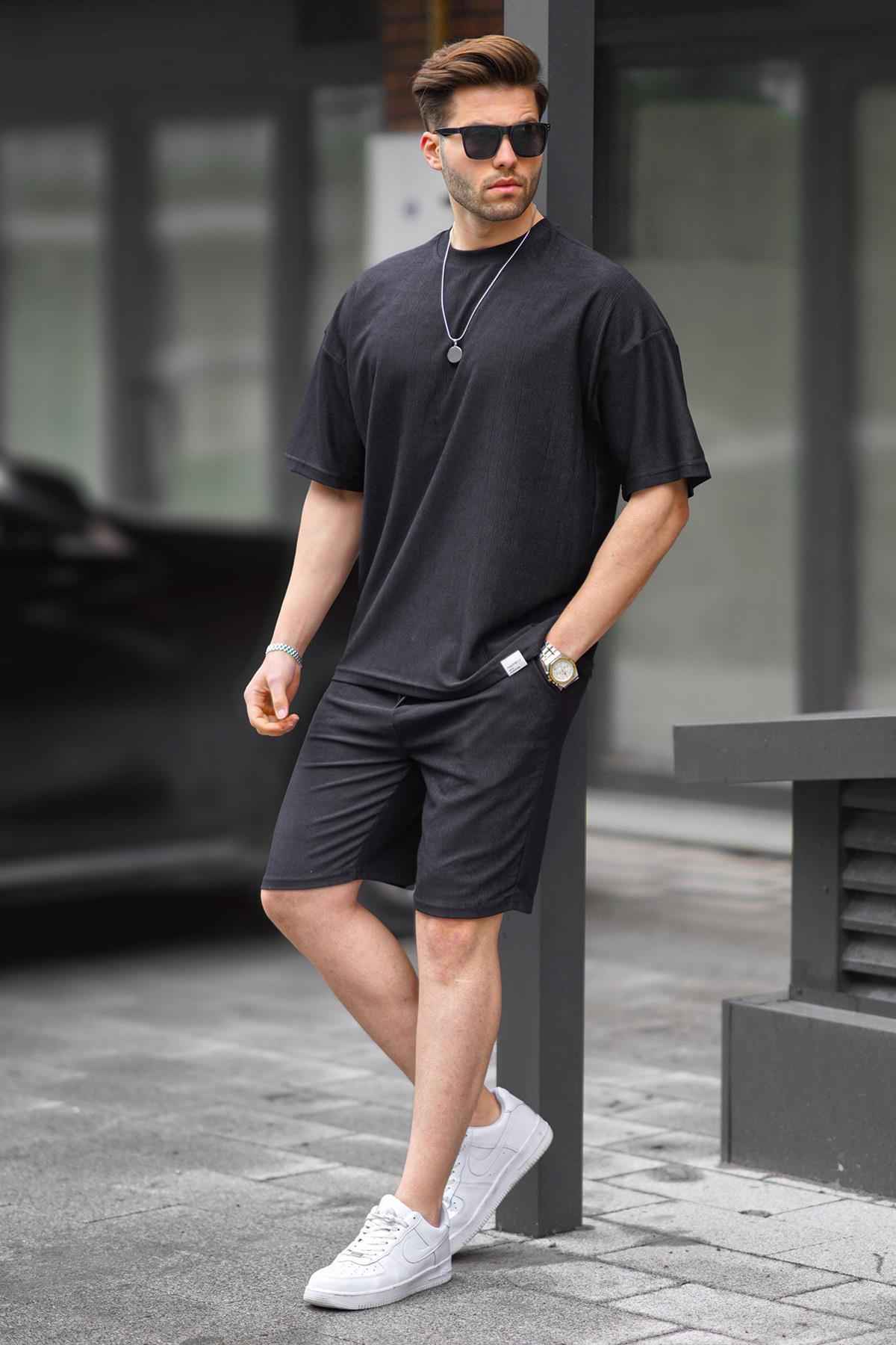 ست شلوارک مردانه یقه سبز نعناعی