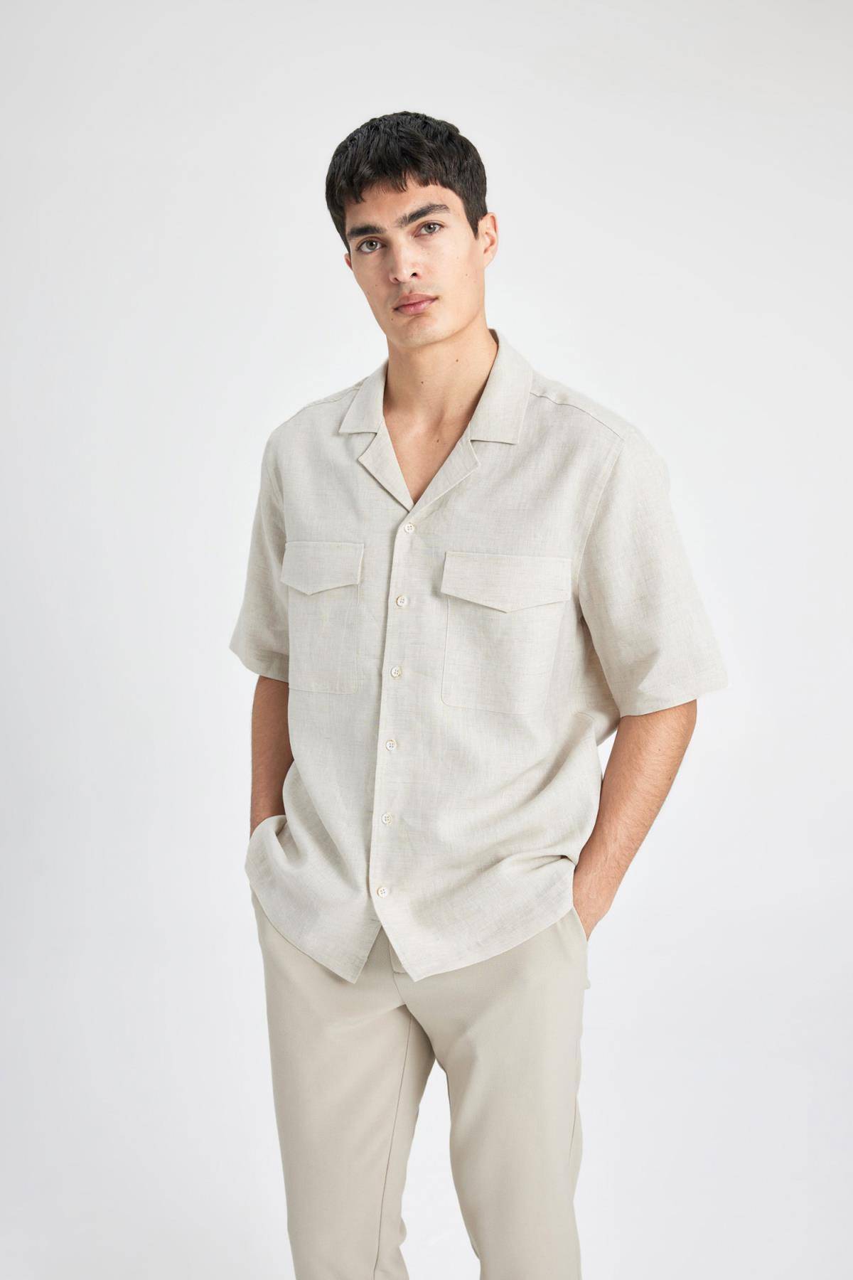 پیراهن آستین کوتاه یقه پولو ریلکس فیت