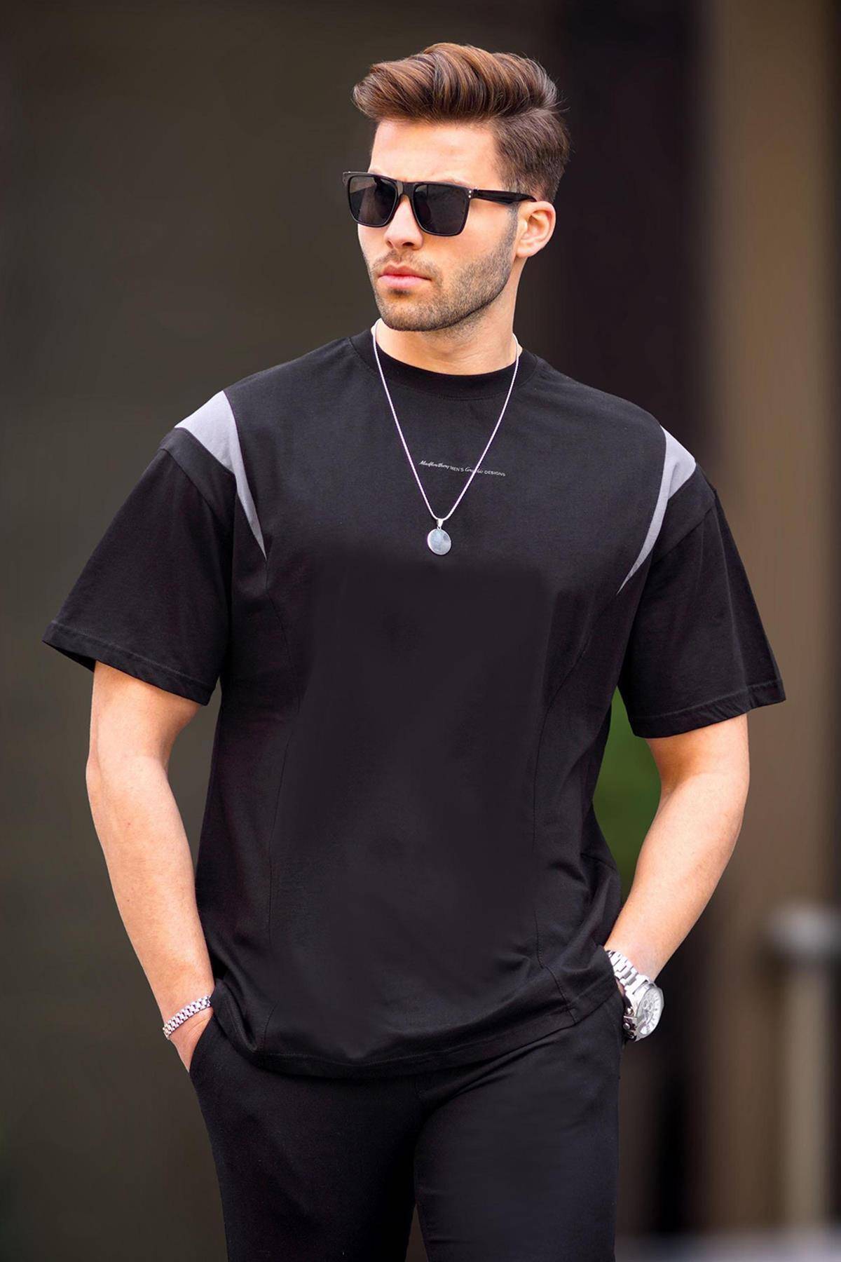 تیشرت یقه خدمه اورسایز مشکی