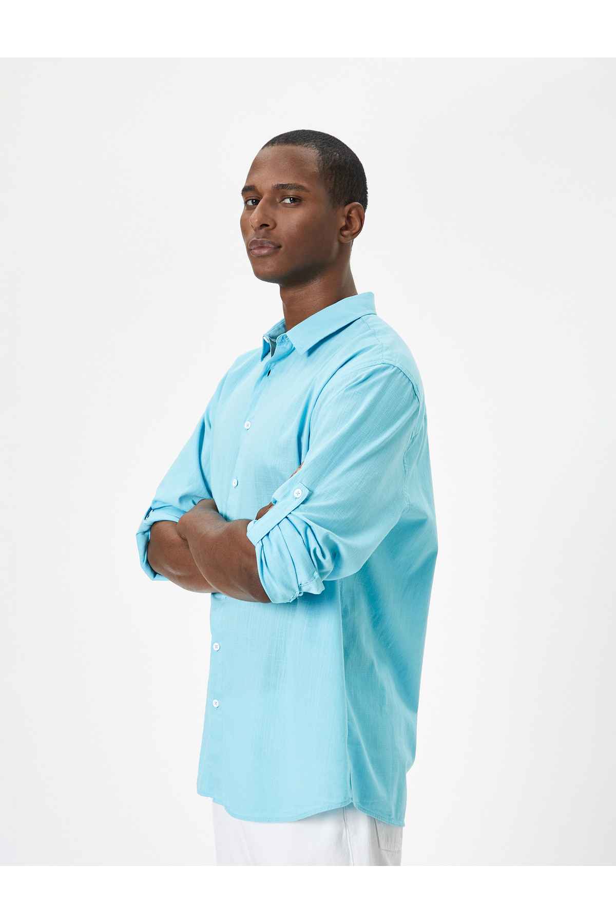 آستین پیراهن کلاسیک آستین بلند دکمه دار