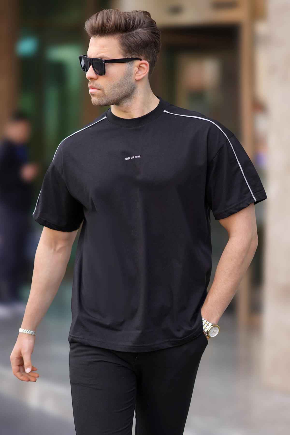 تیشرت یقه خدمه اورسایز مشکی