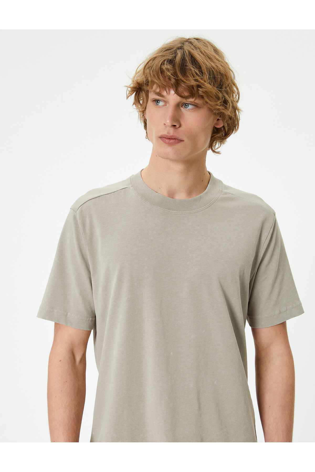 تیشرت قابل شستشو یقه آستین کوتاه نخی