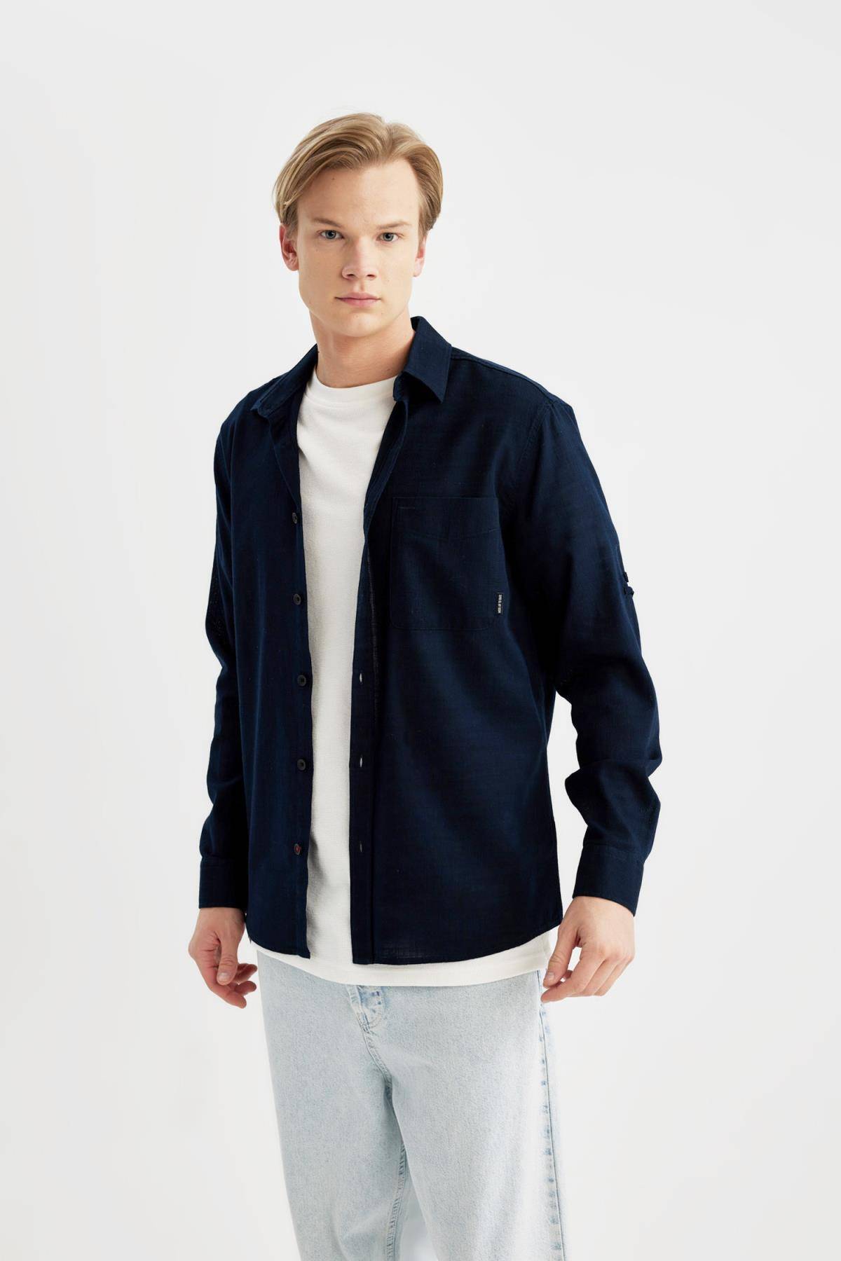 پیراهن آستین بلند نخی منظم