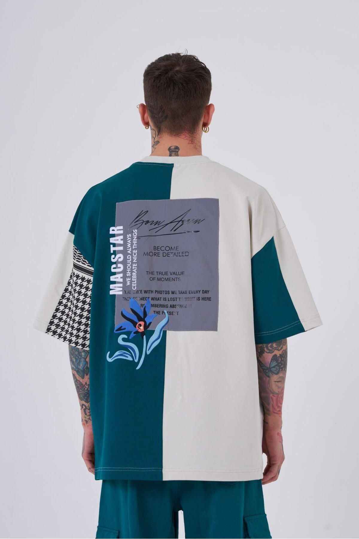 تیشرت مردانه Nakkaş Levni با چاپ سایز بزرگ مشکی خاکستری