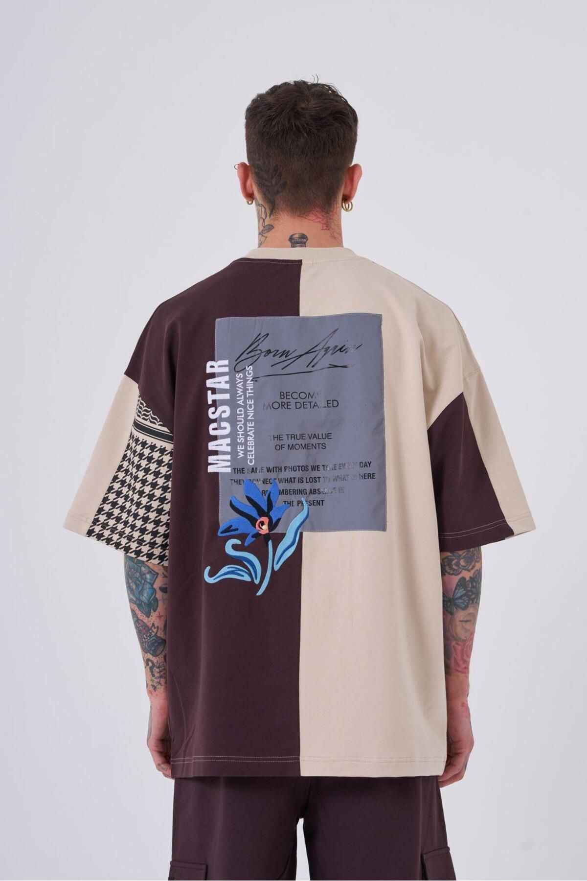 تیشرت مردانه Nakkaş Levni با چاپ سایز بزرگ مشکی خاکستری