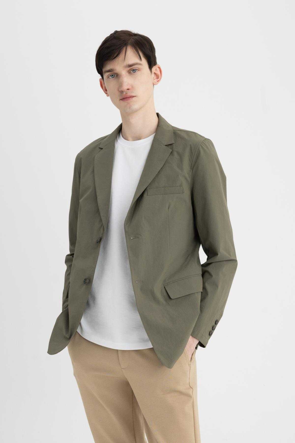 ژاکت کت کتانی با خط منظم