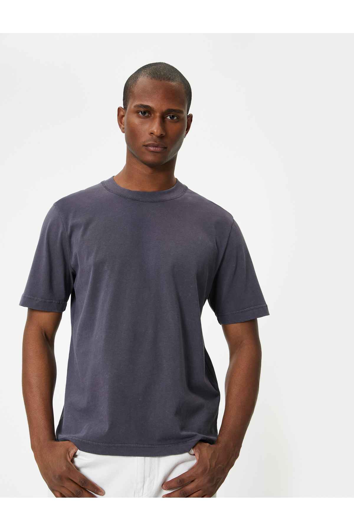 تیشرت قابل شستشو یقه آستین کوتاه نخی