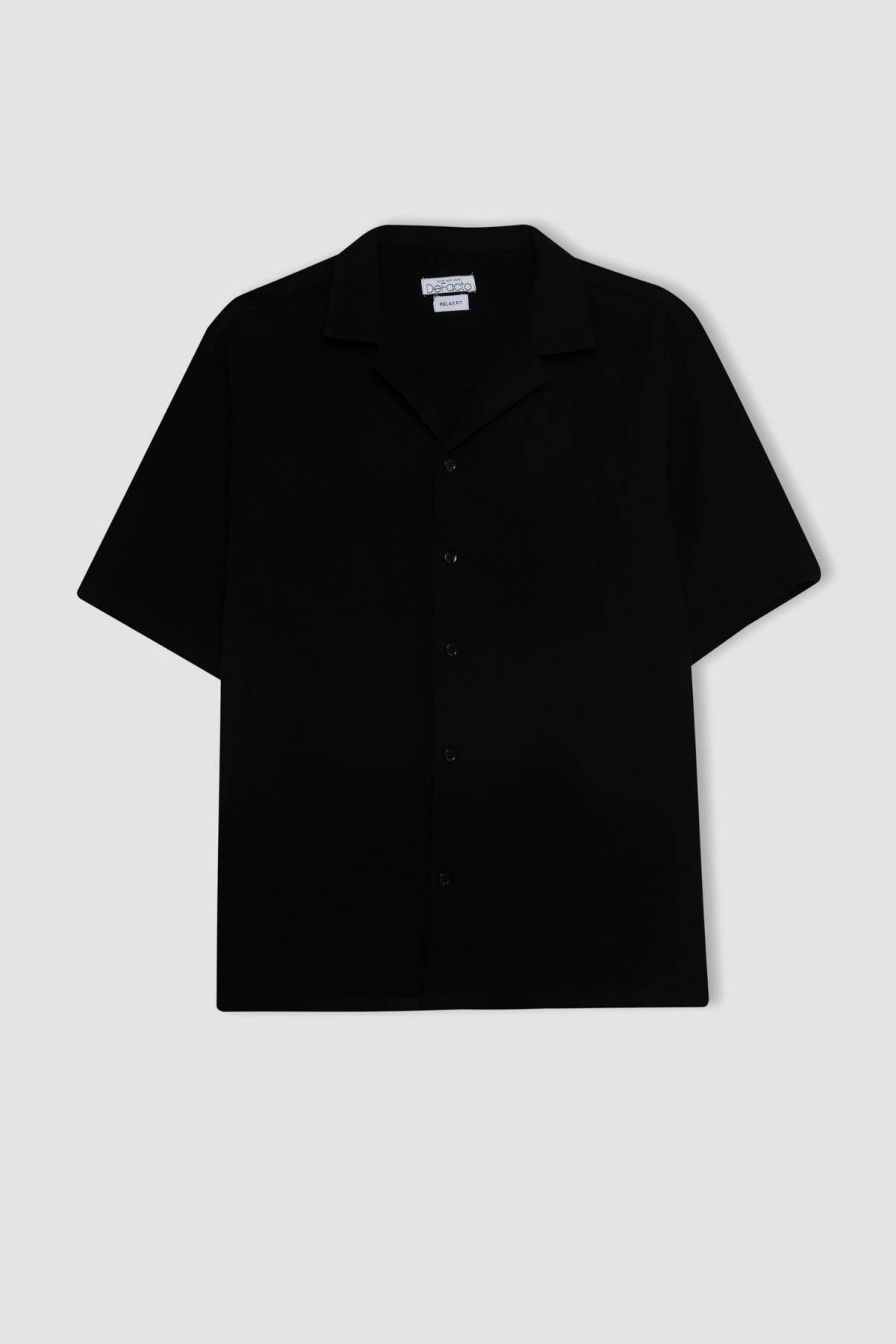 پیراهن آستین کوتاه نخی یقه پولو Relax Fit