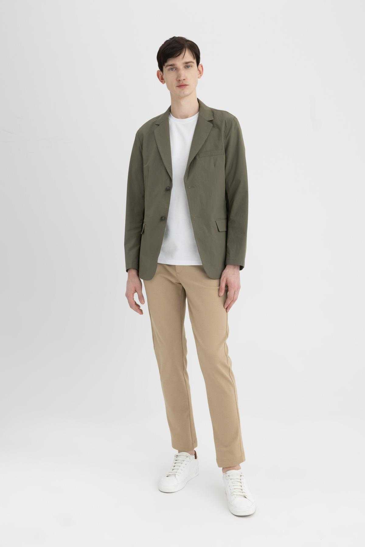 ژاکت کت کتانی با خط منظم