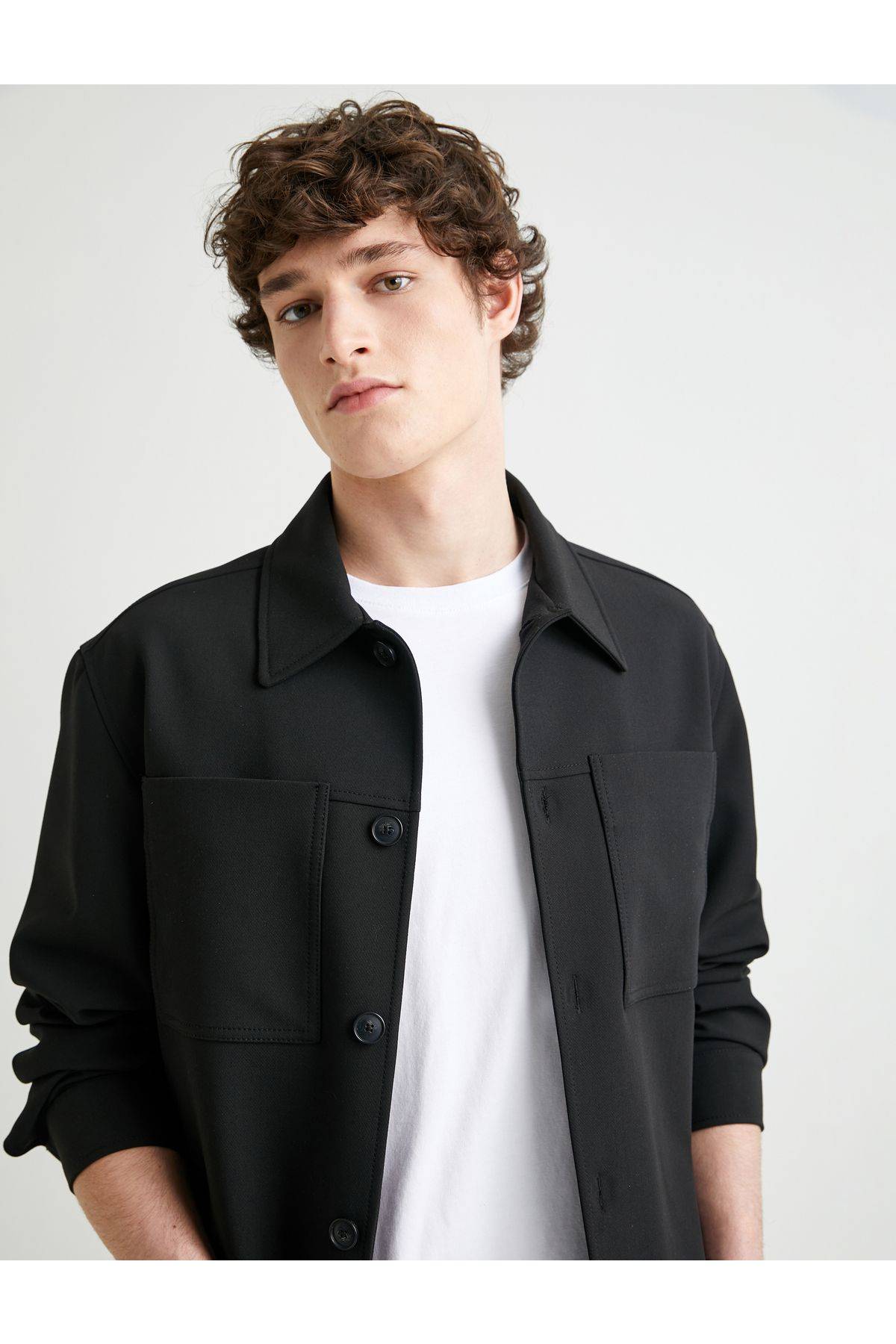 ژاکت پیراهن با جیب یقه کلاسیک دکمه دار