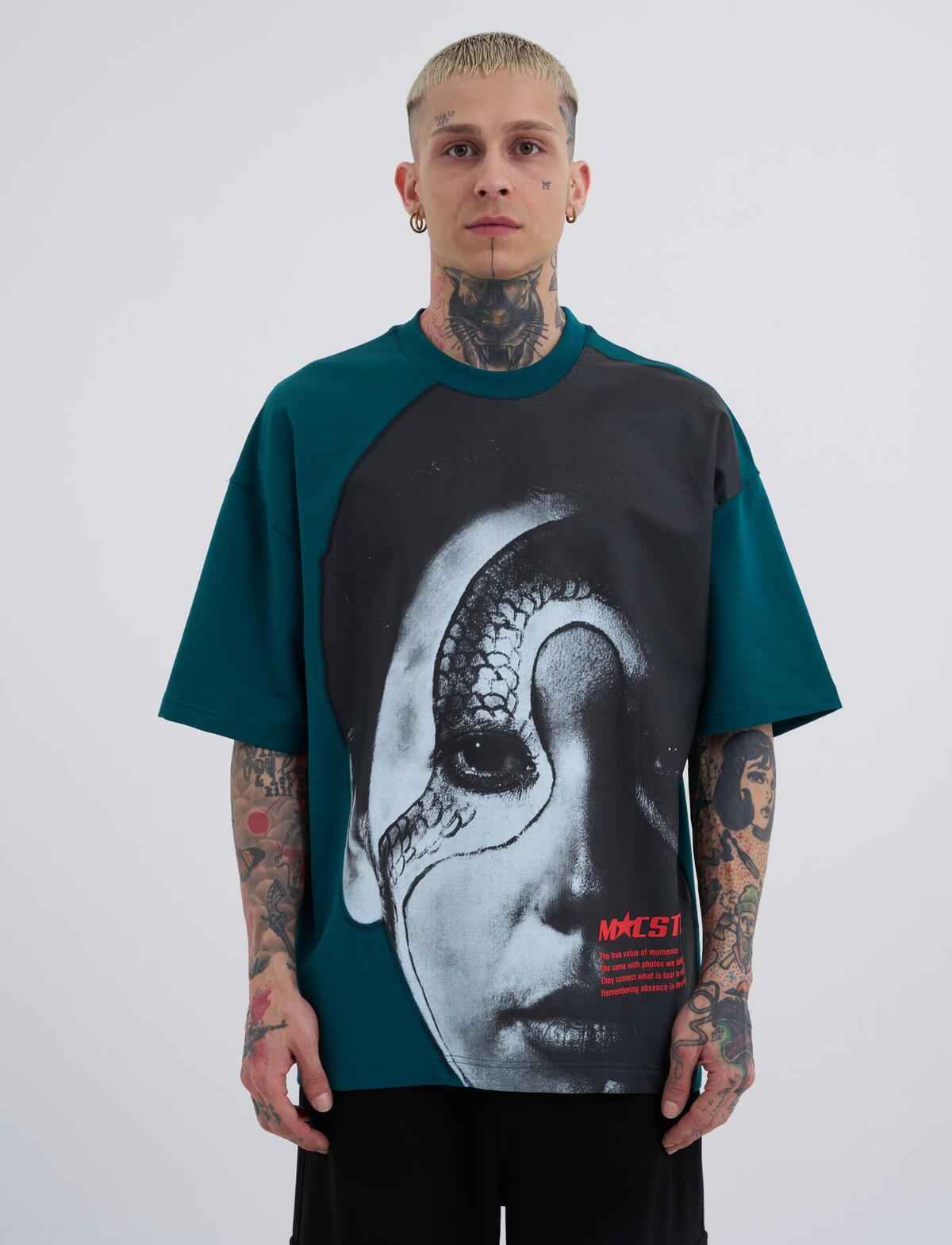 تیشرت مردانه Macstar Snake Face Oversize Ecru