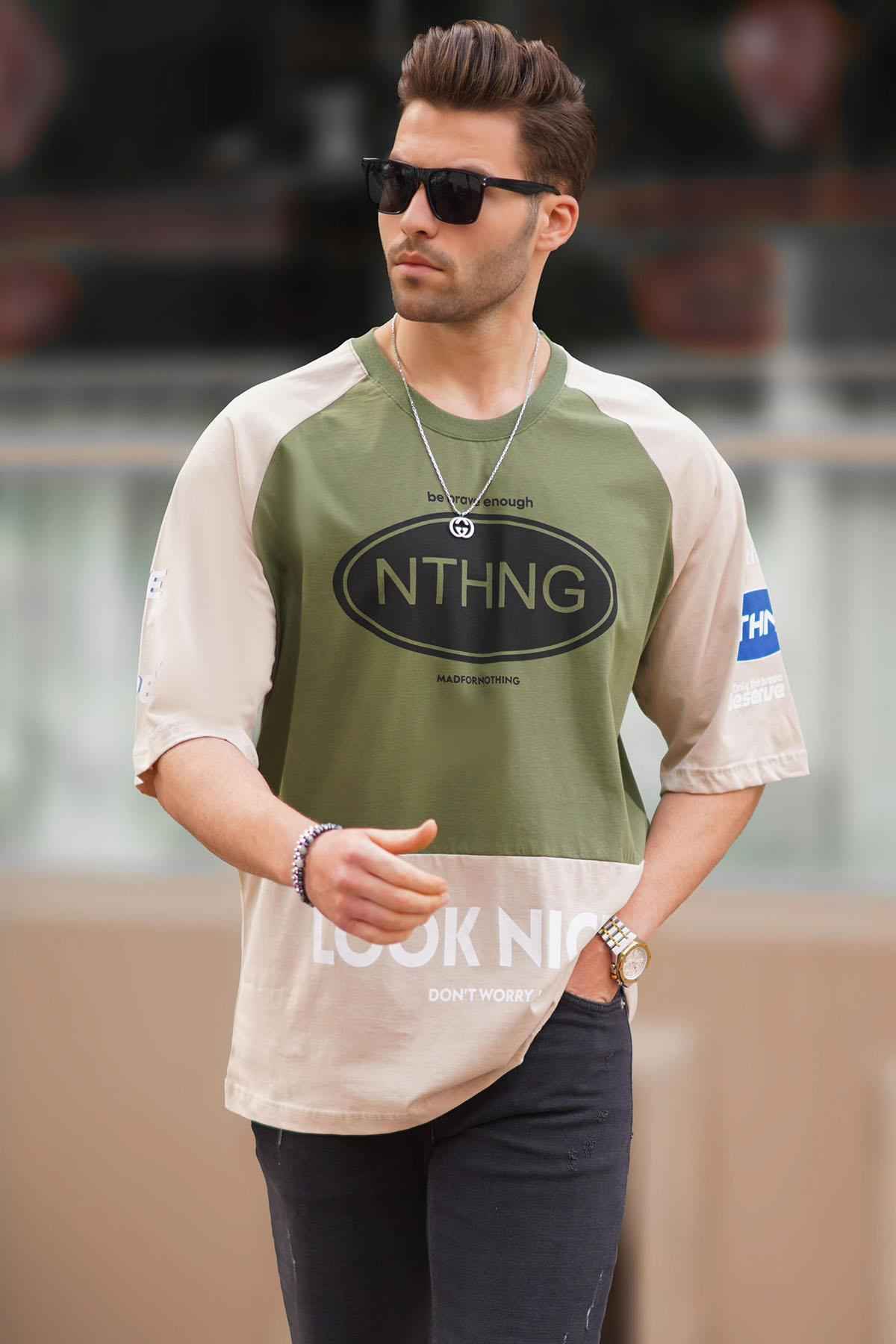 تیشرت مردانه یقه بلوک رنگ مشکی