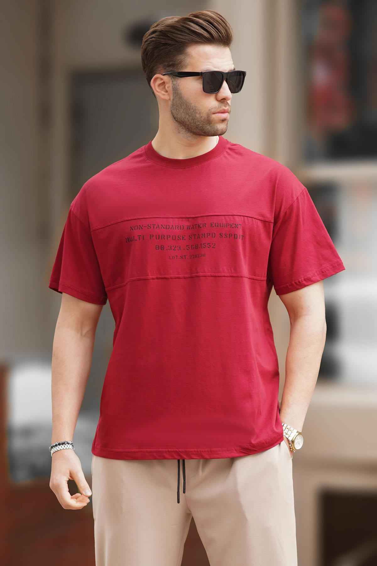 تیشرت مردانه یقه پرینت اور سایز خاکستری رنگ شده