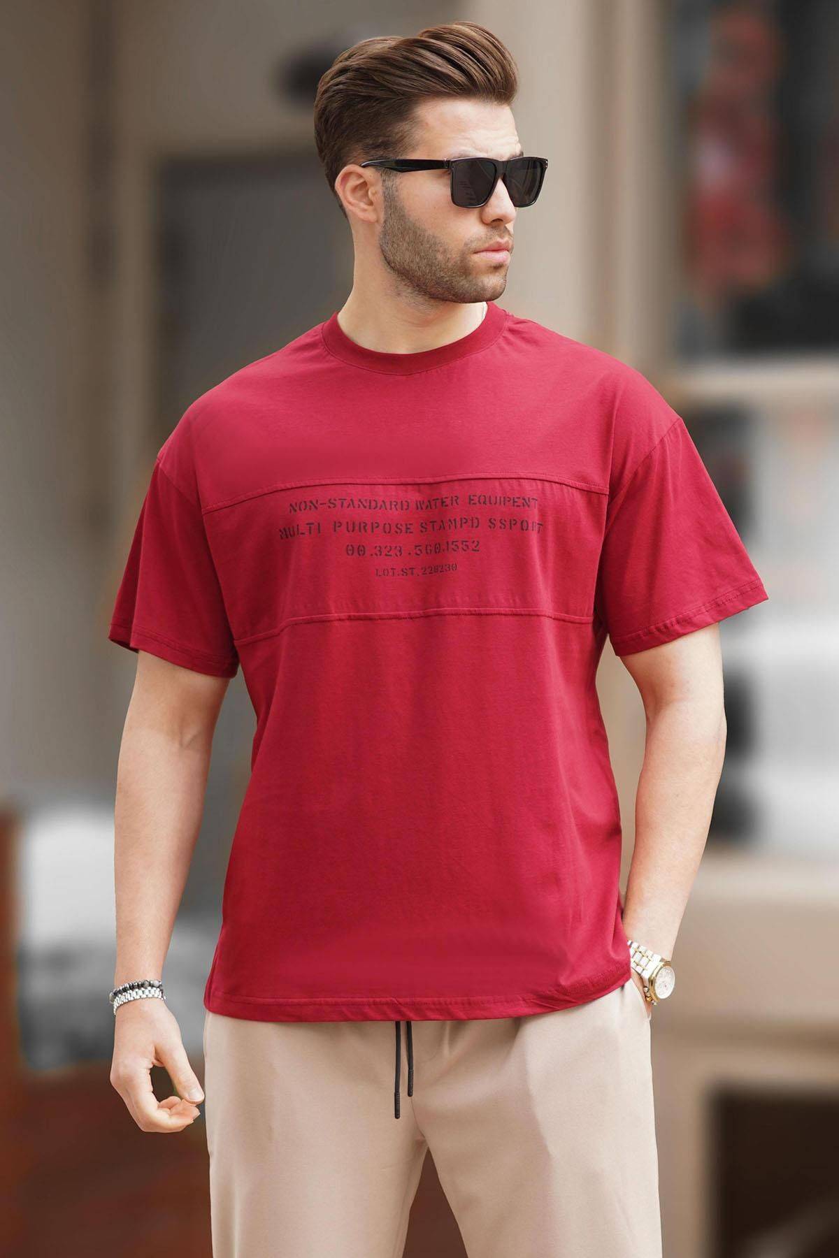 تیشرت مردانه یقه پرینت اور سایز خاکستری رنگ شده