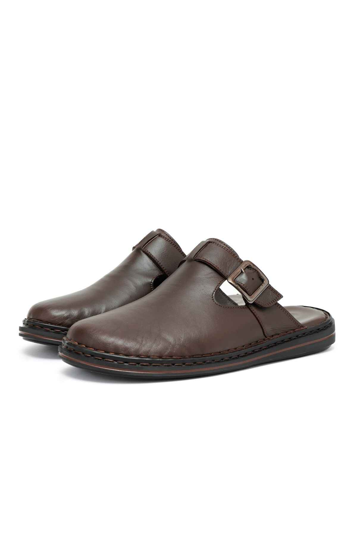 دمپایی مردانه چرم اصل Mistra، دمپایی چرم طبیعی، دمپایی زیره ارتوپدی، دمپایی چرم سبک